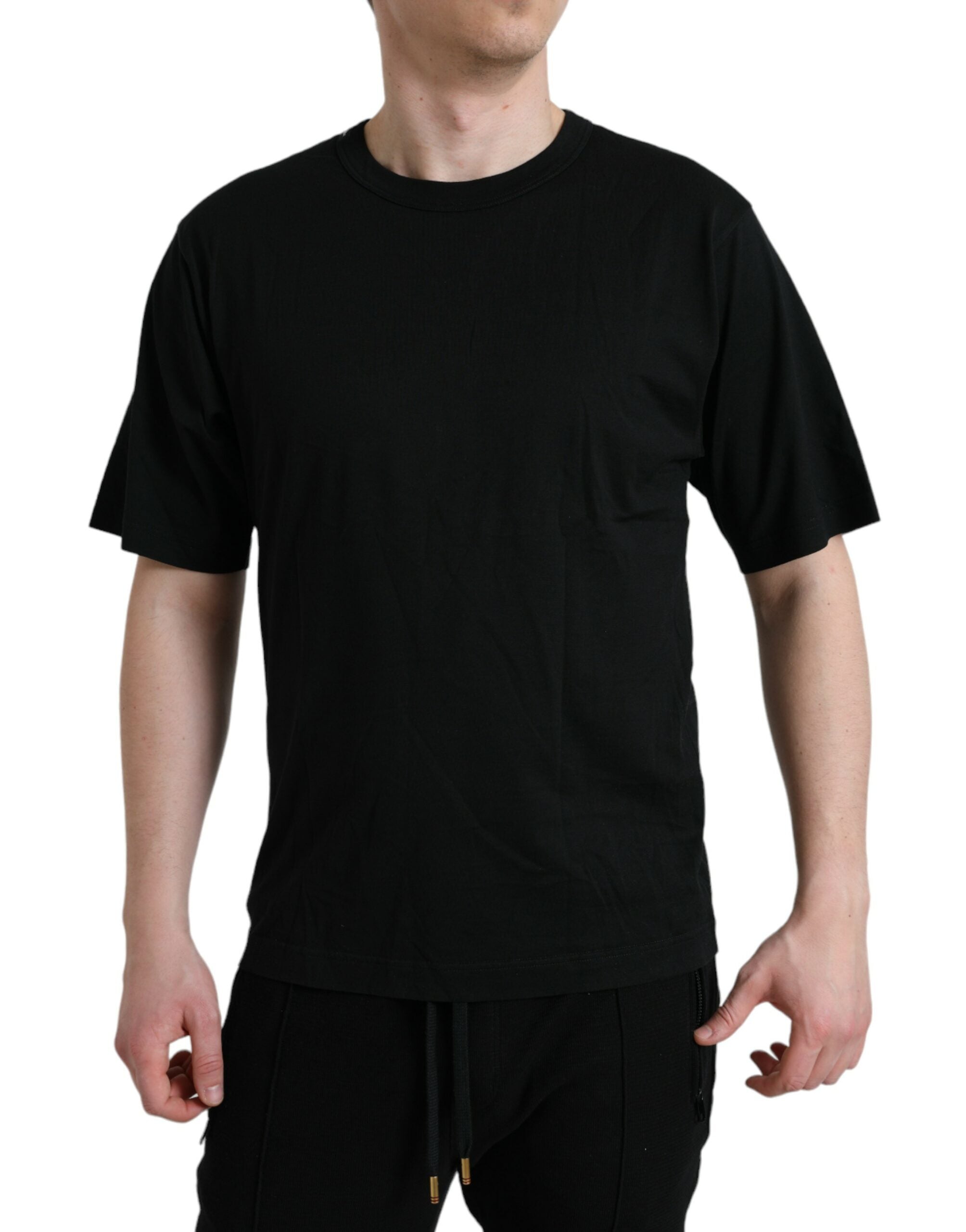 Dolce & Gabbana Black Logo Emsed Crew Neck Short Sleeves T-shirt