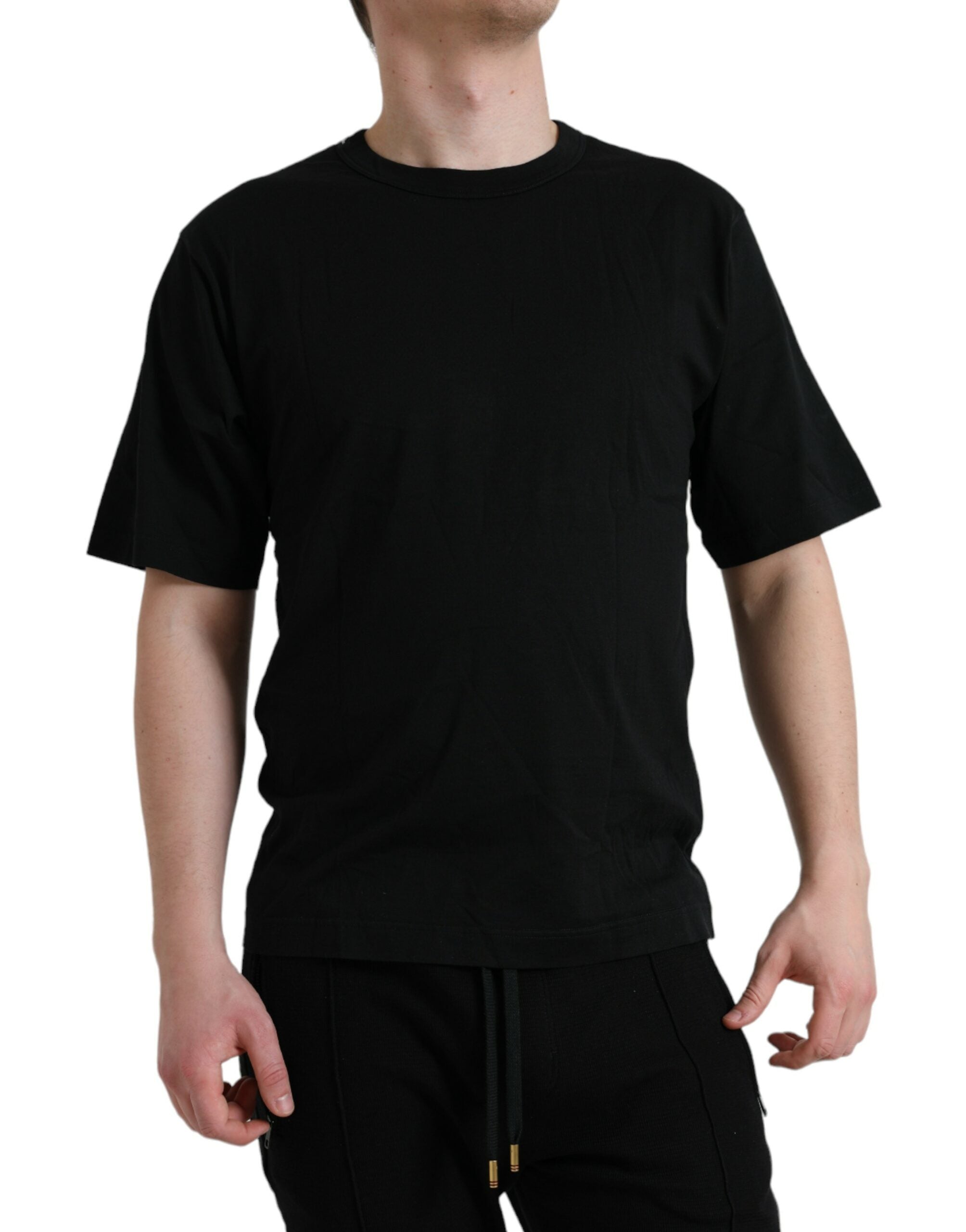 Dolce & Gabbana Black Logo Emsed Crew Neck Short Sleeves T-shirt
