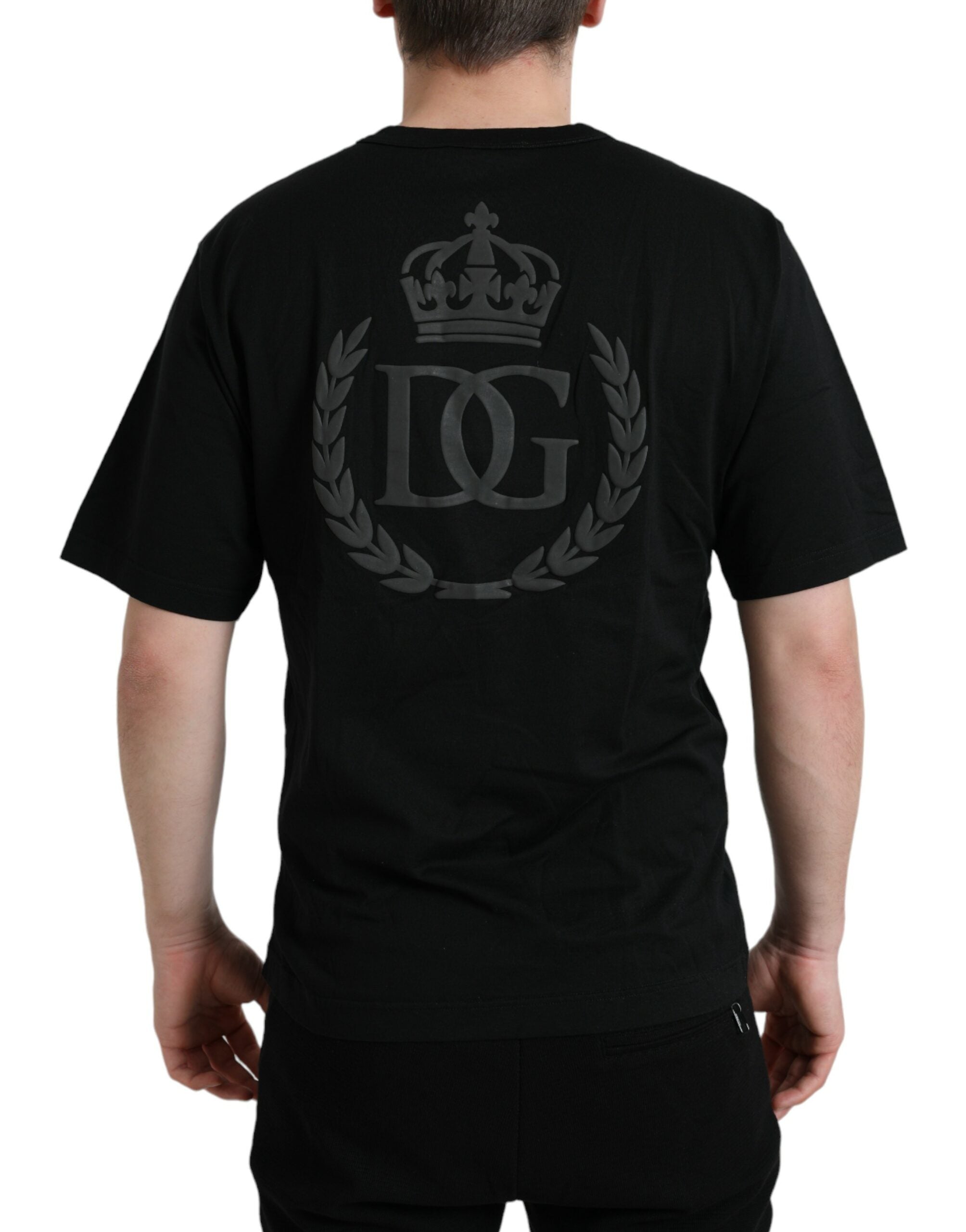 Dolce & Gabbana Black Logo Emsed Crew Neck Short Sleeves T-shirt