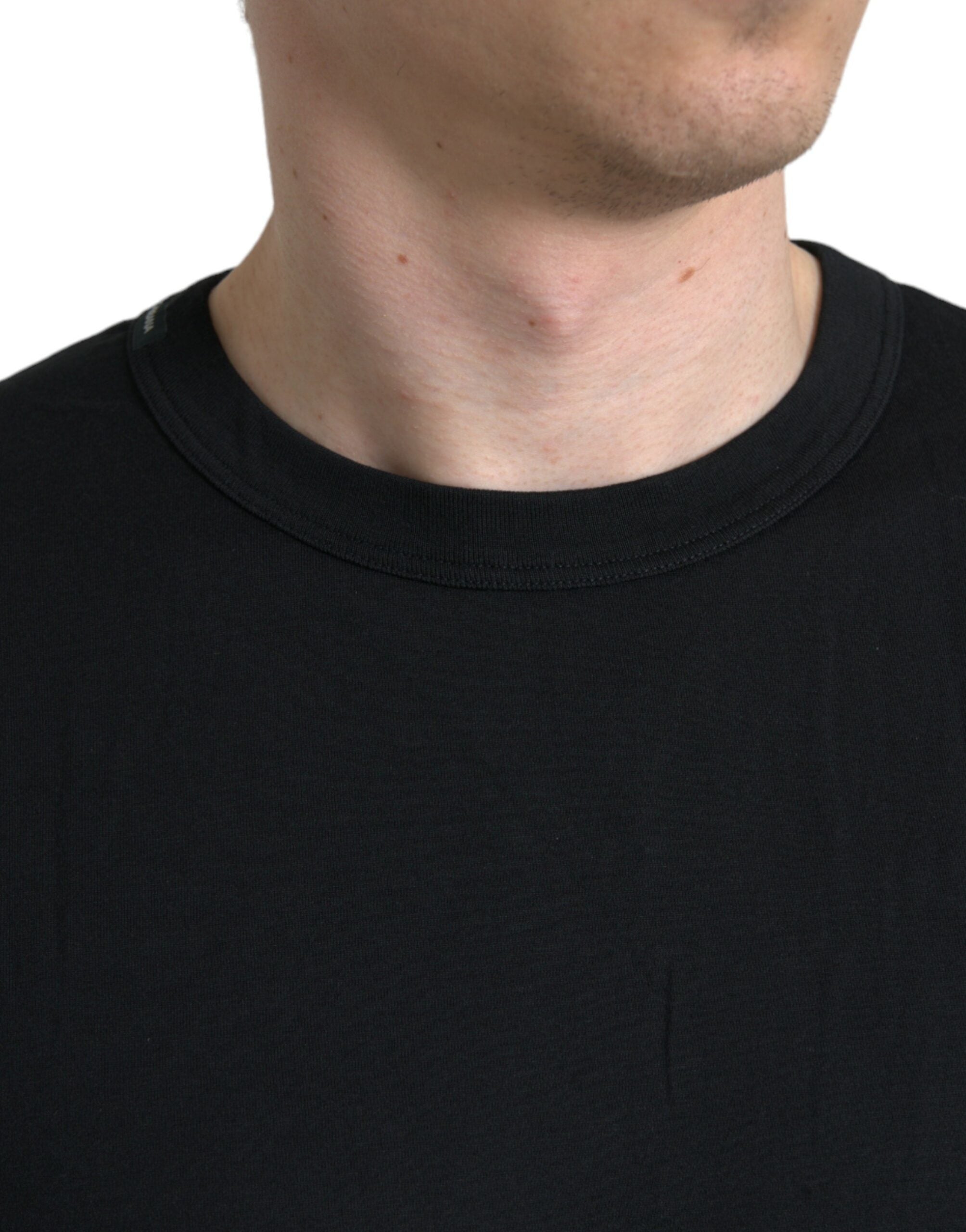 Dolce & Gabbana Black Logo Emsed Crew Neck Short Sleeves T-shirt