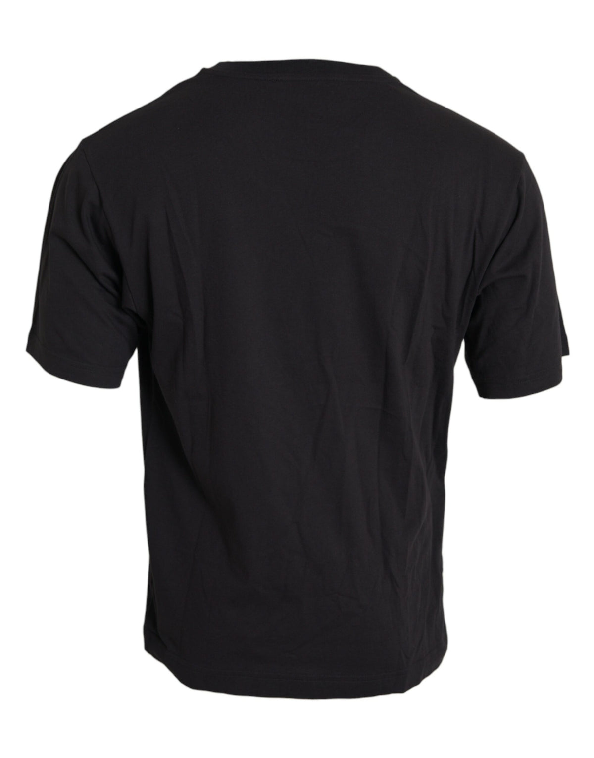 New Dolce & Gabbana Black Printed Pocket Cotton Crewneck T-shirt
