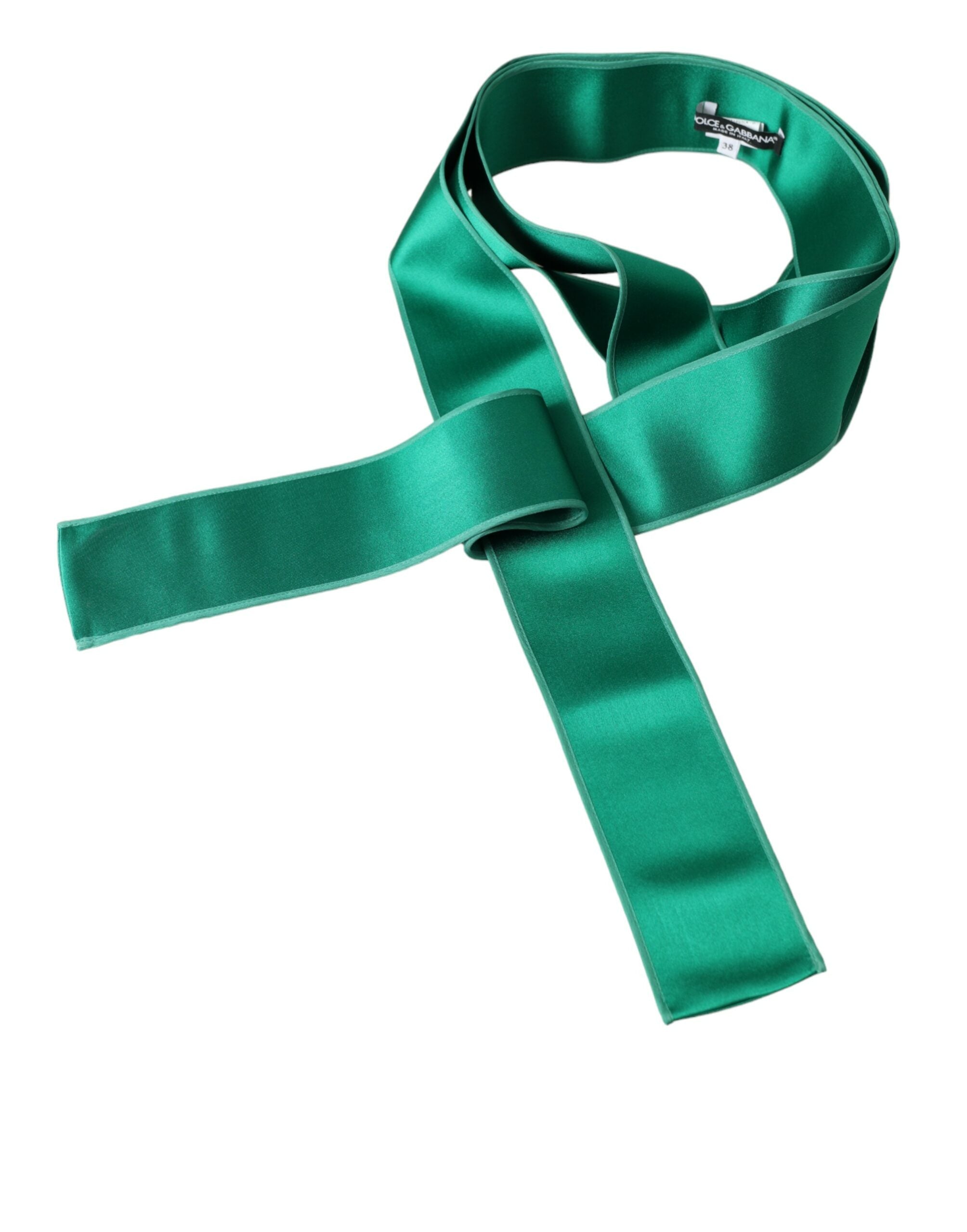 New Dolce & Gabbana Green Silk Satin Waist Women Belt