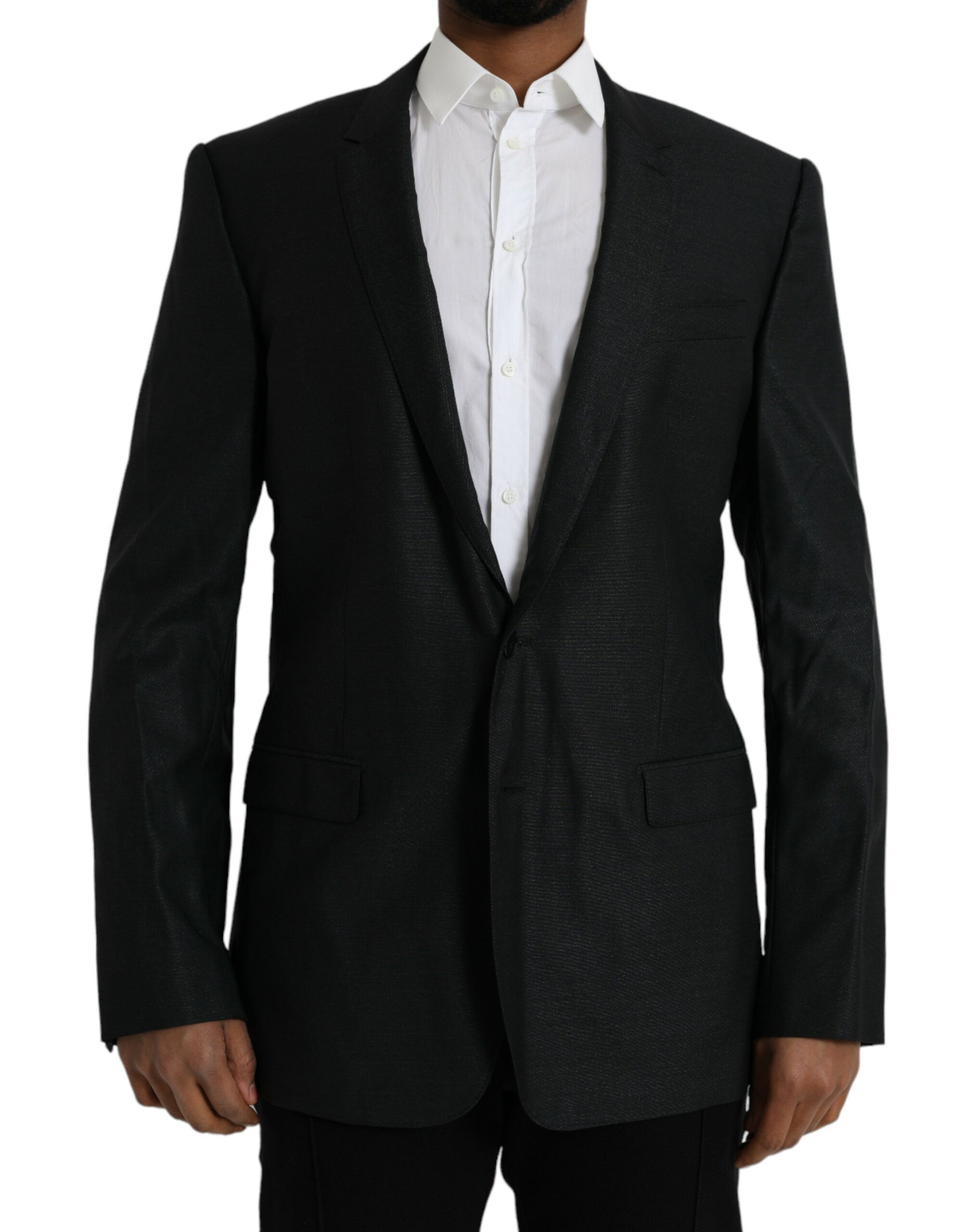 Dolce & Gabbana Dark Gray Wool Notch SingleBreasted Coat Blazer