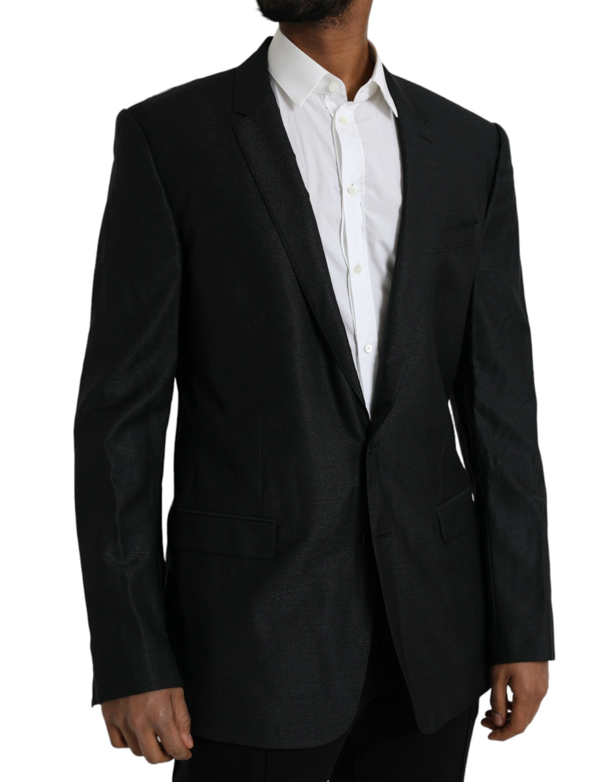 Dolce & Gabbana Dark Gray Wool Notch SingleBreasted Coat Blazer