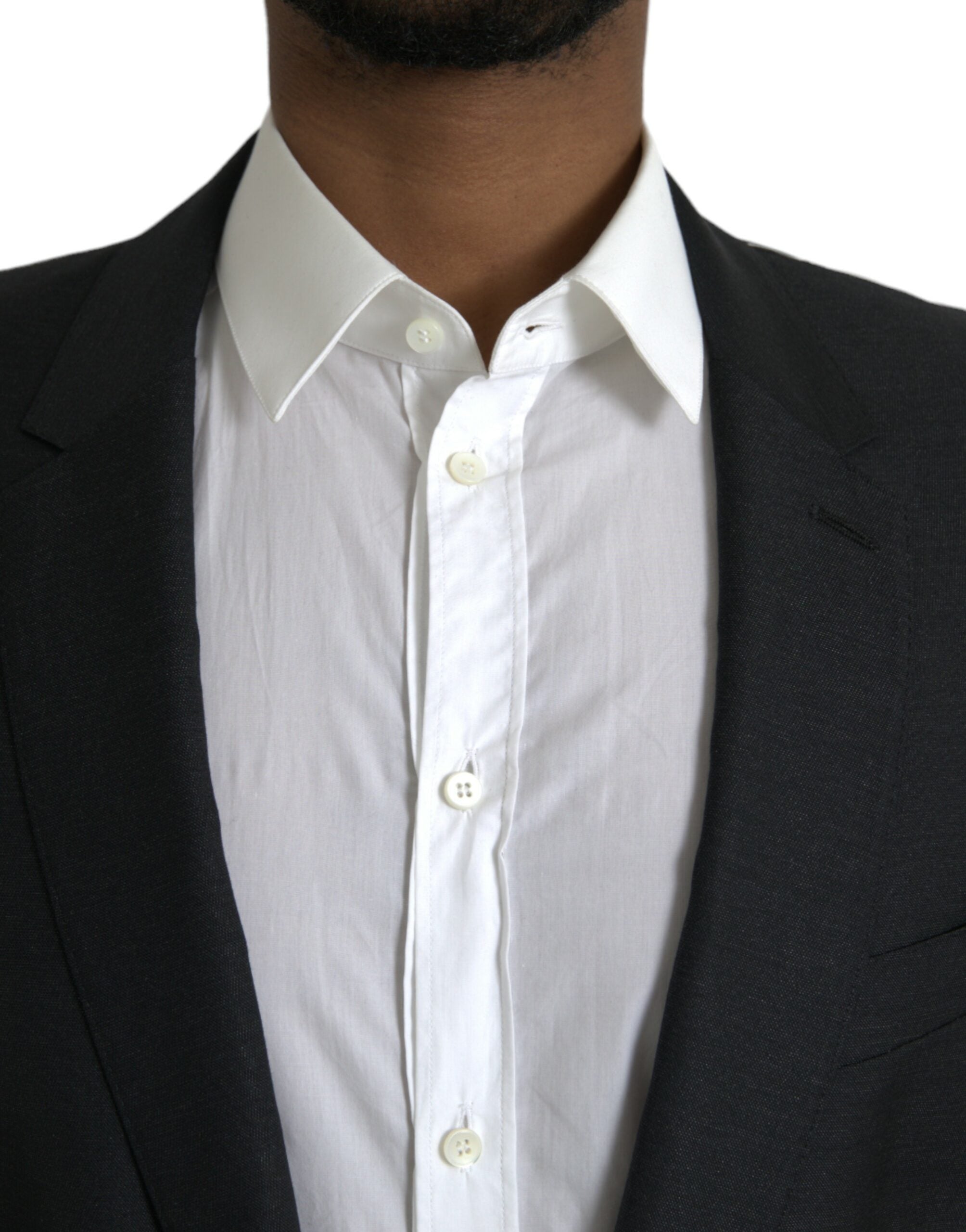 Dolce & Gabbana Dark Gray Wool Notch SingleBreasted Coat Blazer