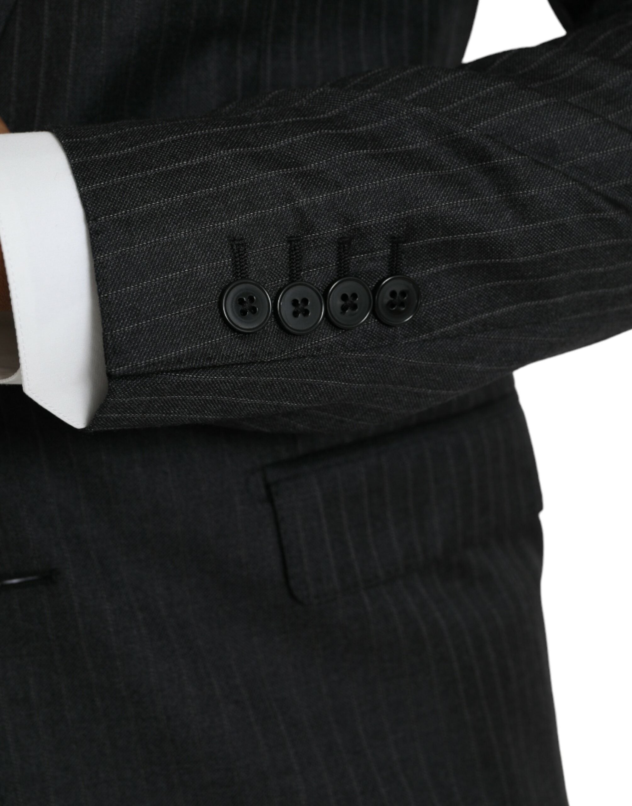 Dolce & Gabbana Dark Gray Stripe MARTINI Single Breasted Coat Blazer