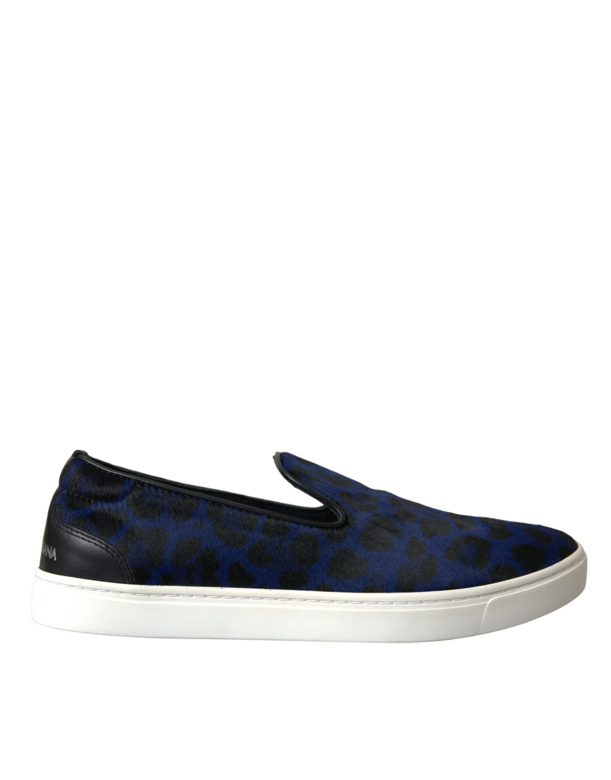 New Dolce & Gabbana Blue Calfskin Hair Leopard Sneakers Shoes