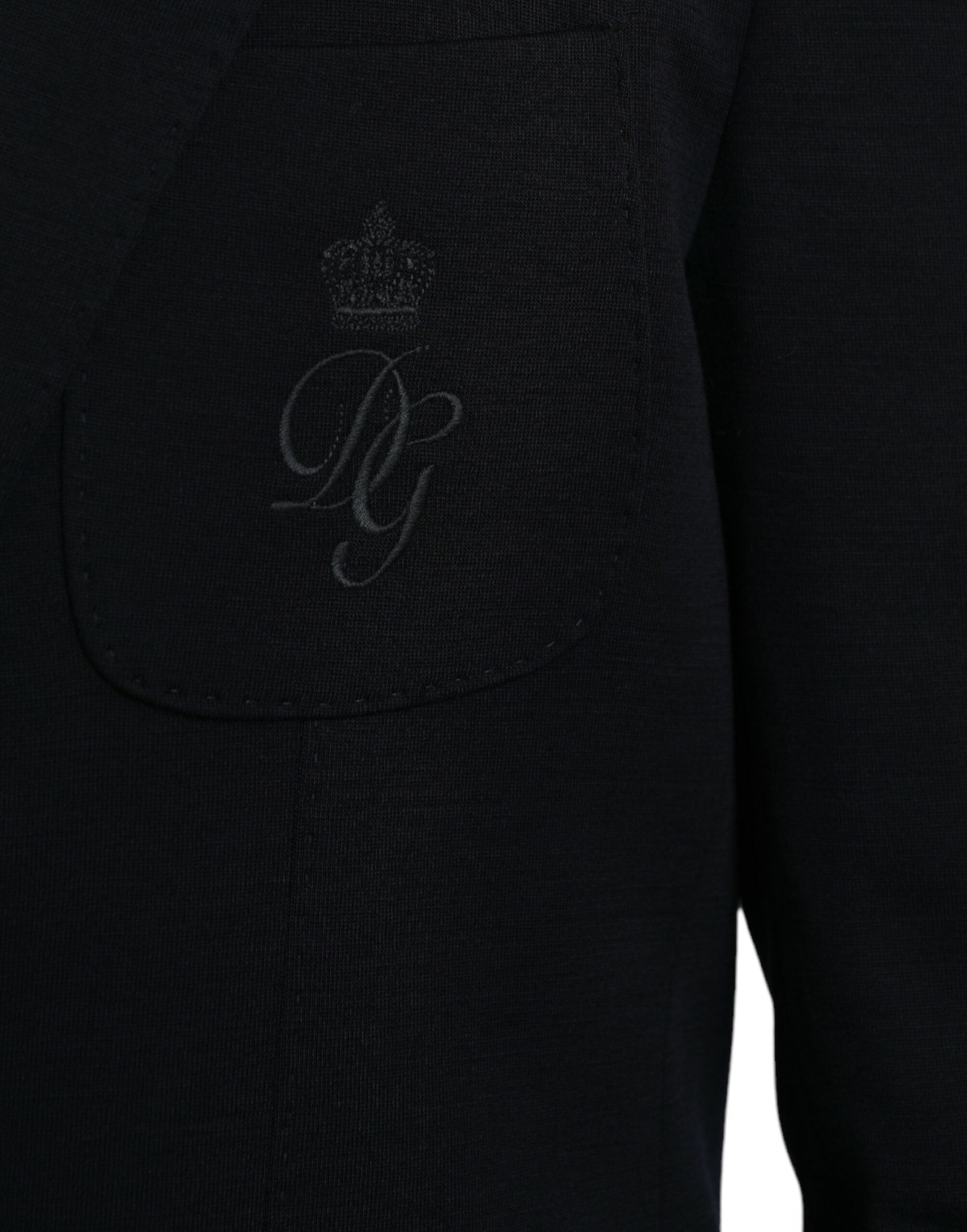 Dolce & Gabbana Dark Blue Wool Single Breasted Coat Blazer