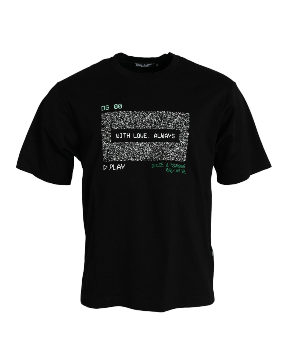 New Dolce & Gabbana Black With Love Always Crew Neck Top T-shirt