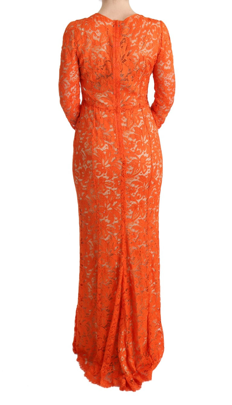 Dolce & Gabbana Orange Floral Ricamo Sheath Long Dress - PreLoved & Luxe