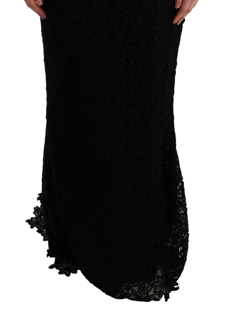 Dolce & Gabbana Black Floral Ricamo Sheath Long Dress - PreLoved & Luxe