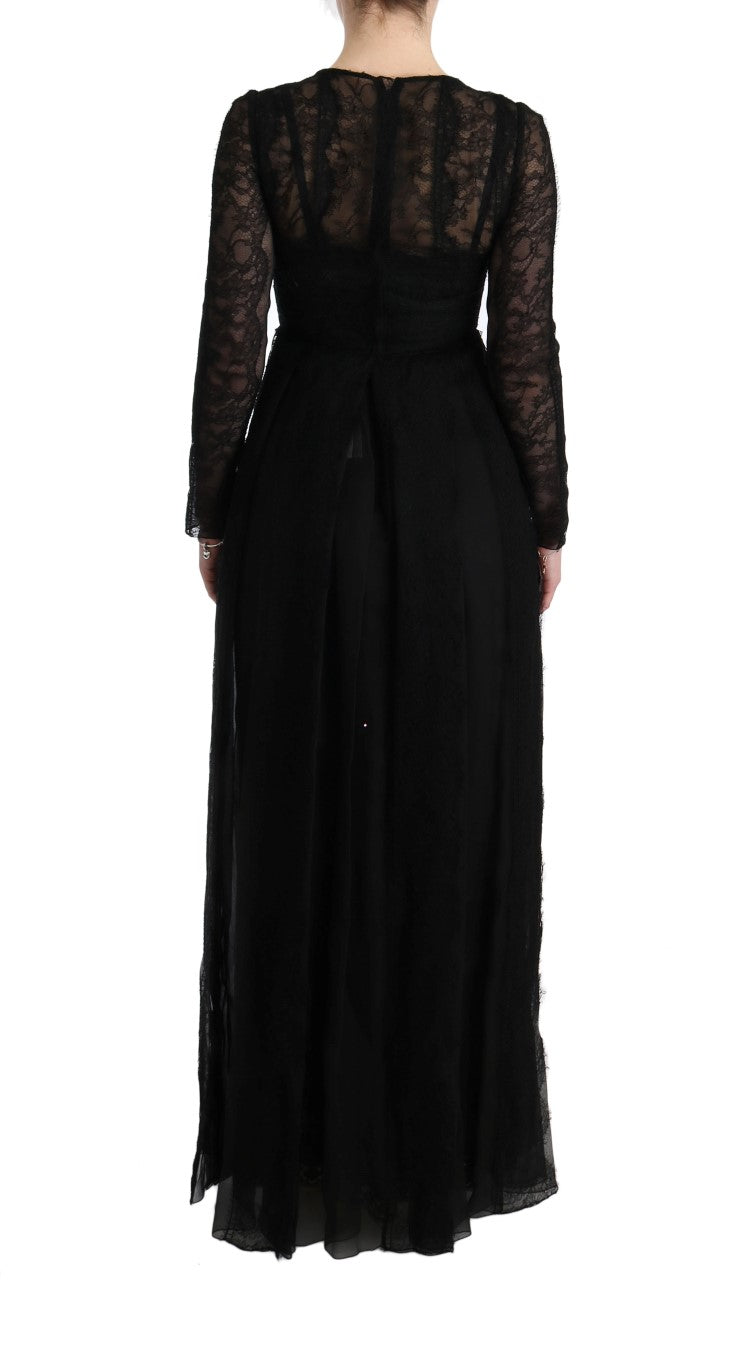Dolce & Gabbana Black Floral Lace Sheath Silk Dress - PreLoved & Luxe