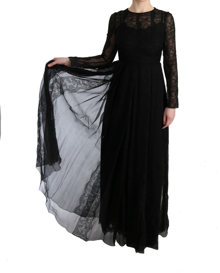 Dolce & Gabbana Black Floral Lace Sheath Silk Dress - PreLoved & Luxe