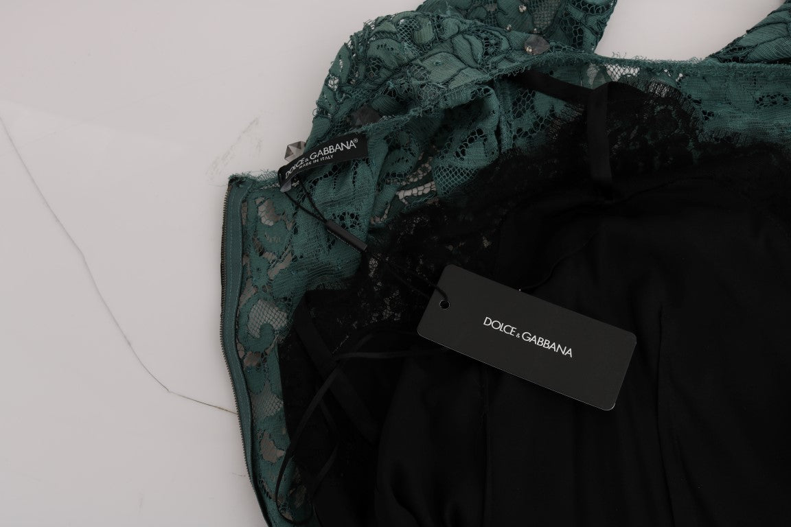 Dolce & Gabbana Green Floral Crystal Ricamo Sheath Dress - PreLoved & Luxe
