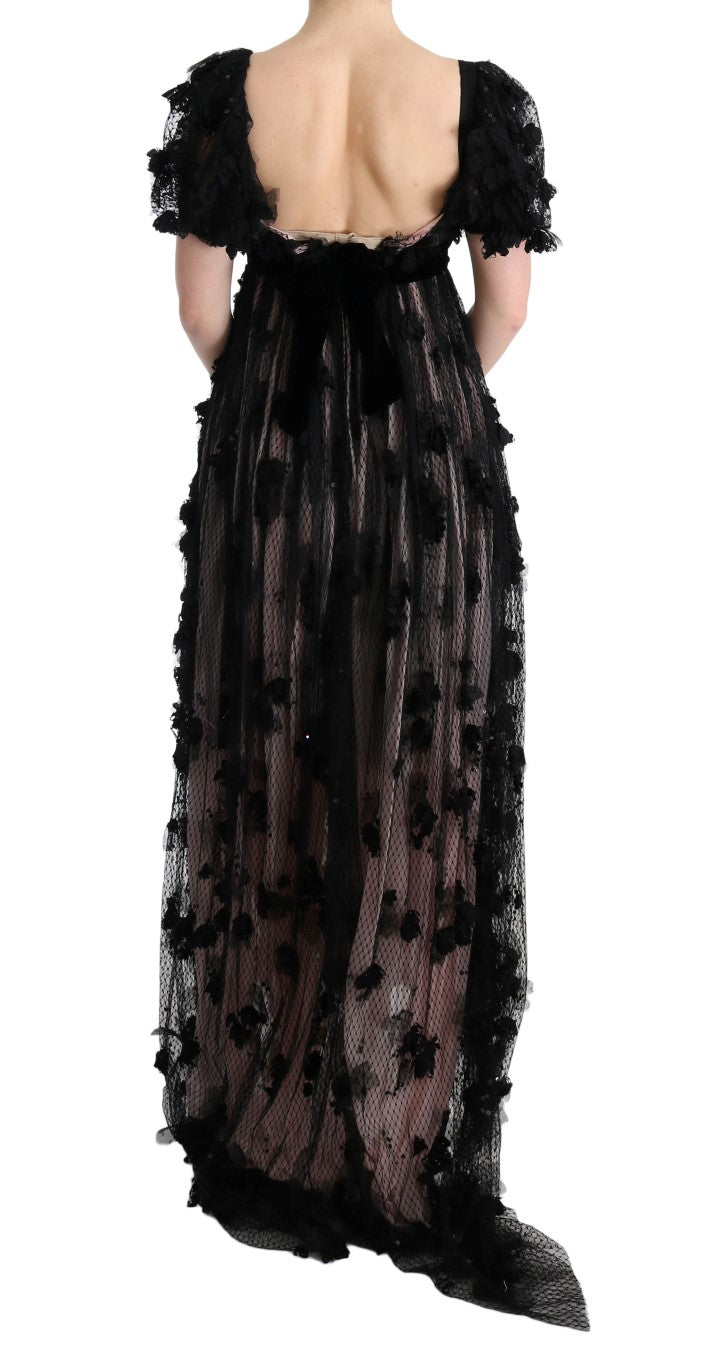 Dolce & Gabbana Black Pink Silk Applique Shift Dress - PreLoved & Luxe
