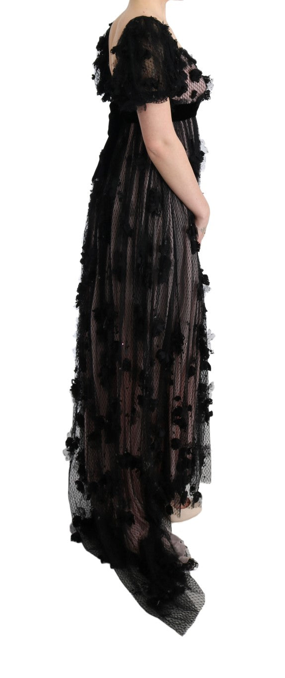Dolce & Gabbana Black Pink Silk Applique Shift Dress - PreLoved & Luxe
