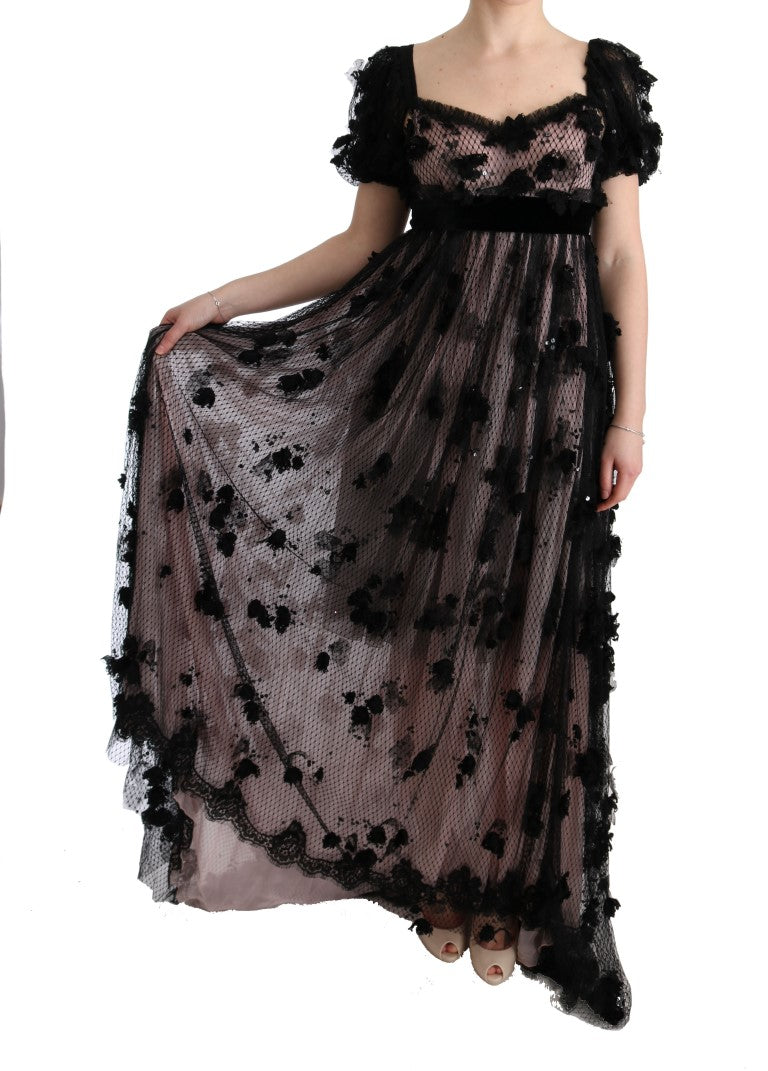 Dolce & Gabbana Black Pink Silk Applique Shift Dress - PreLoved & Luxe