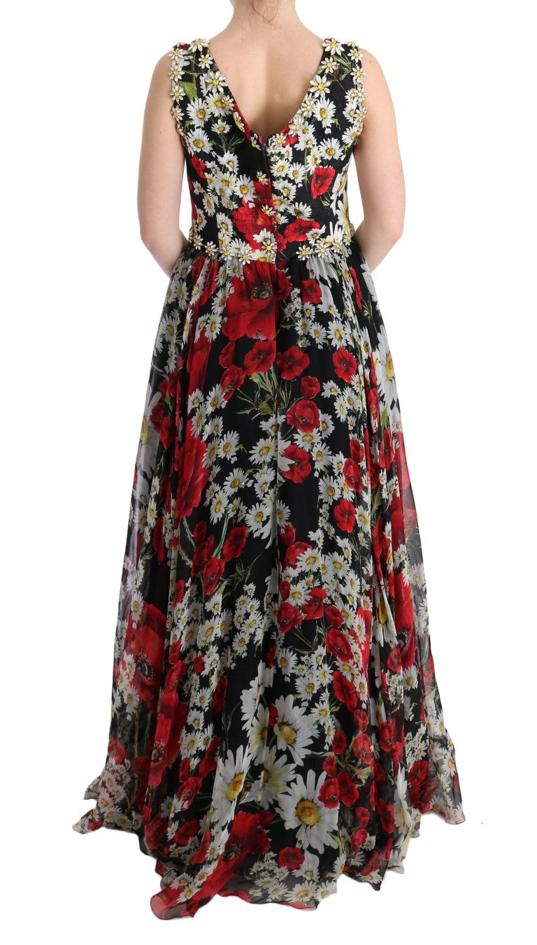 Dolce & Gabbana Multicolor Silk Floral Crystal Long Maxi Dress - PreLoved & Luxe