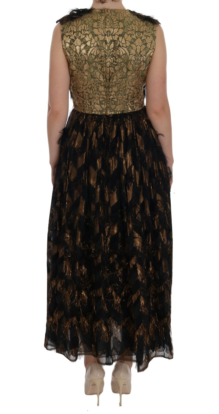 Dolce & Gabbana Black Silk Brown Fringes A-Line Dress - PreLoved & Luxe