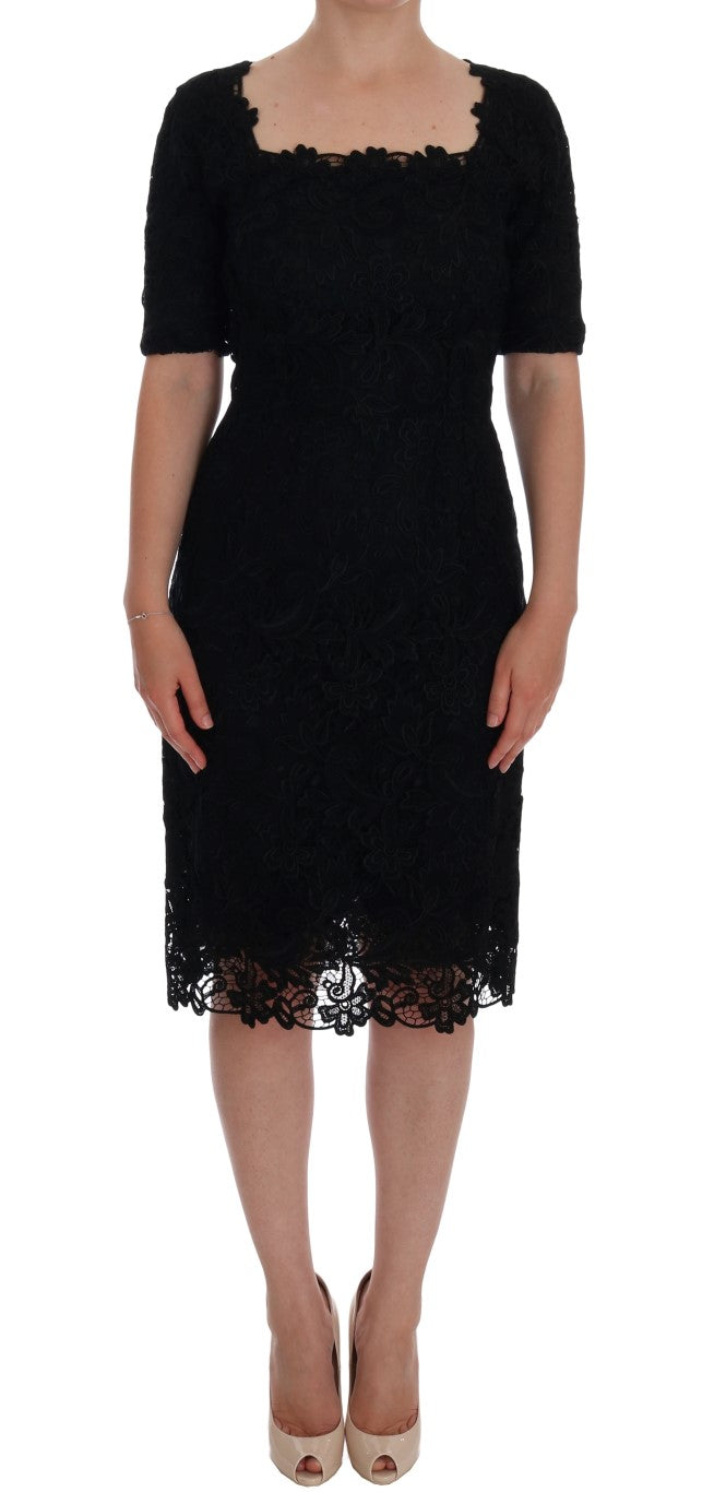 Dolce & Gabbana Black Floral Ricamo Sheath Dress - PreLoved & Luxe