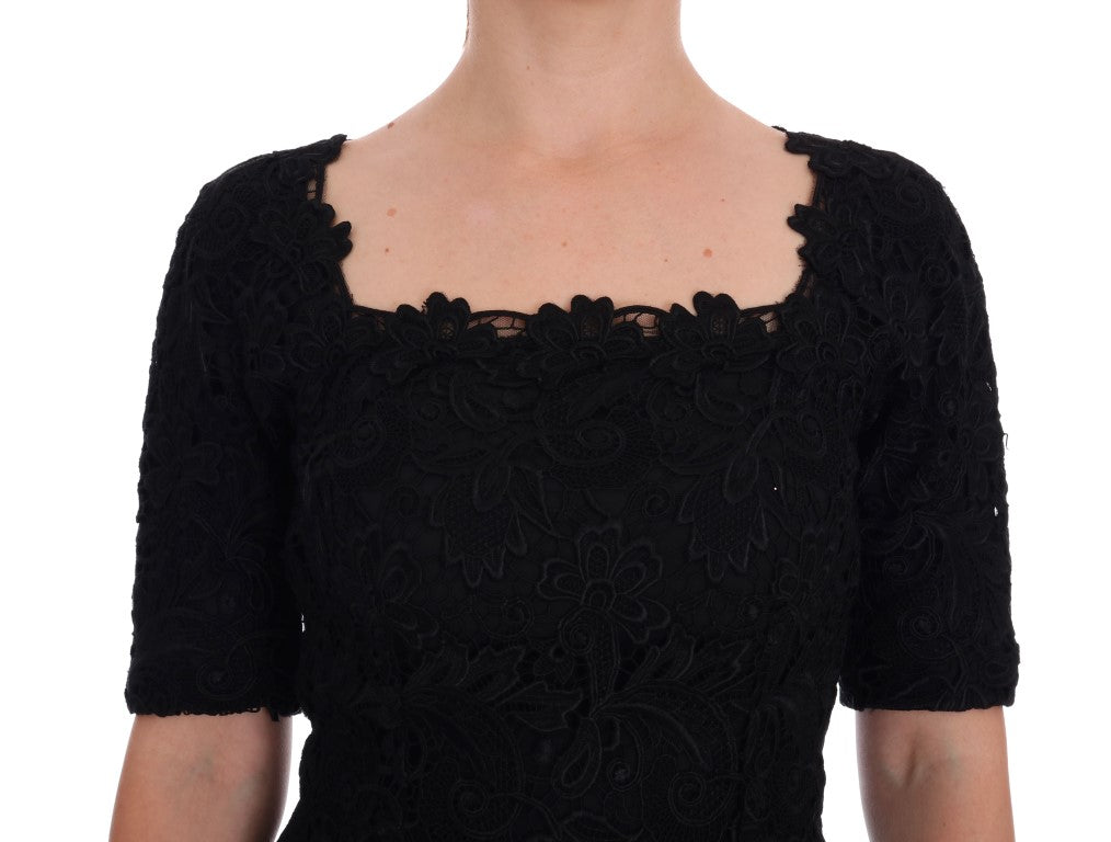 Dolce & Gabbana Black Floral Ricamo Sheath Dress - PreLoved & Luxe