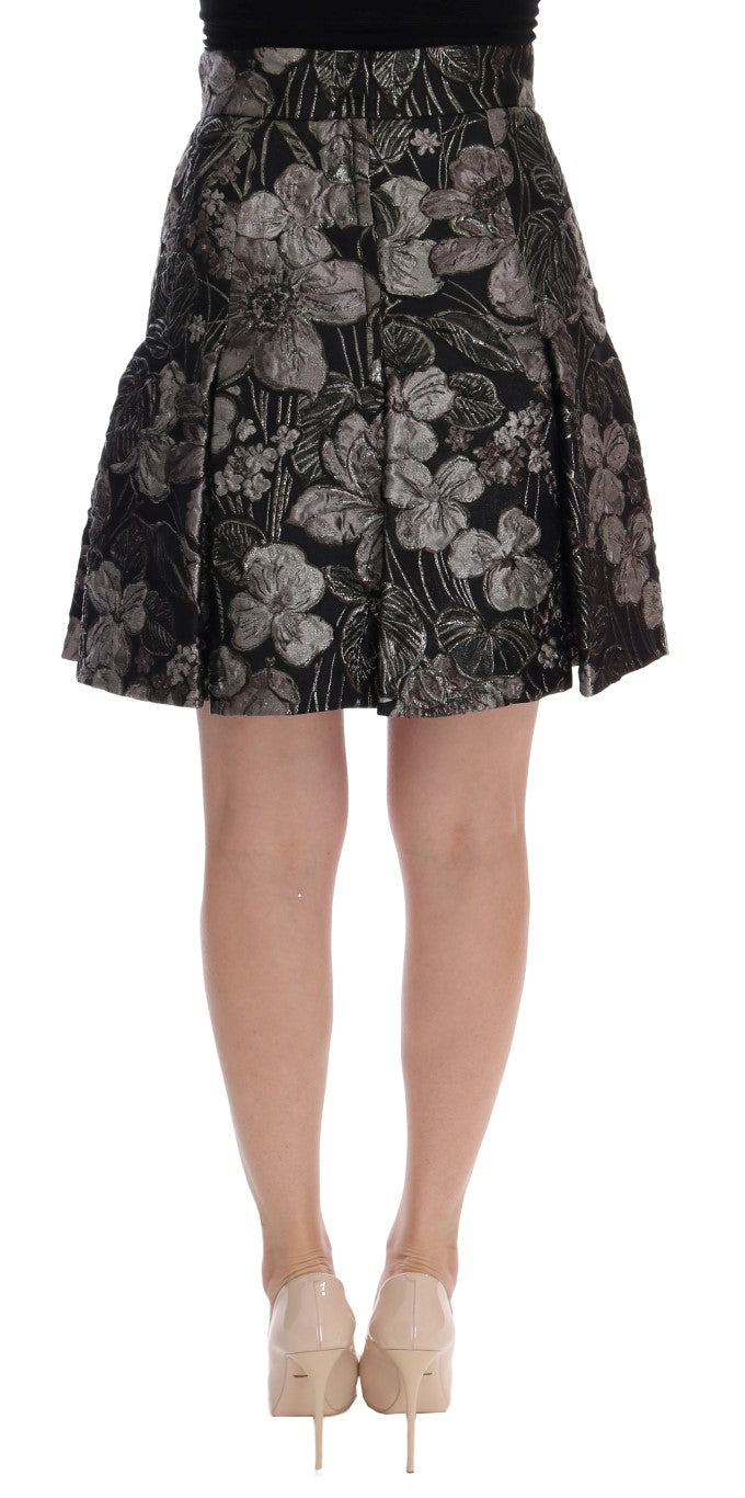 Dolce & Gabbana Black Silver Brocade Floral Skirt - PreLoved & Luxe