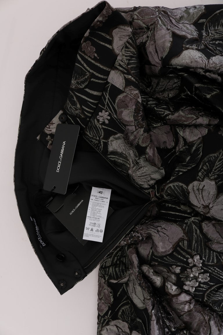 Dolce & Gabbana Black Silver Brocade Floral Skirt - PreLoved & Luxe