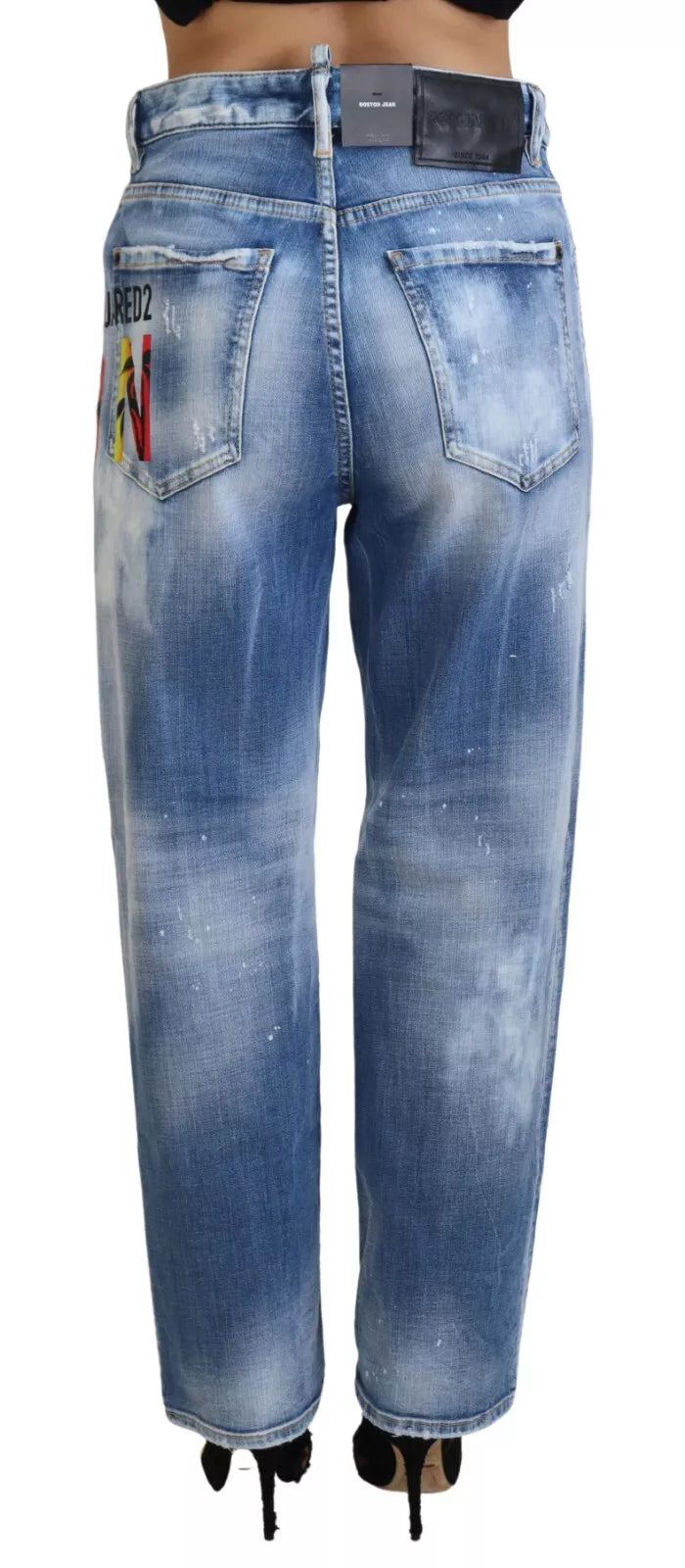 Dsquared² Blue Icon High Waist Straight Denim Jeans ton