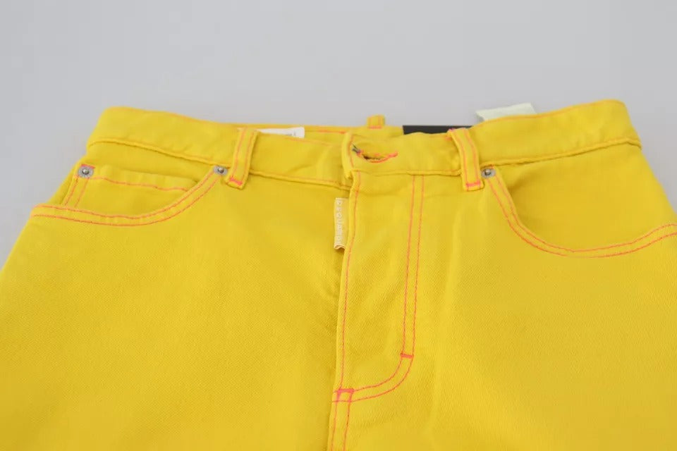 Dsquared² Yellow Cotton High Waist Straight Denim ton Jeans