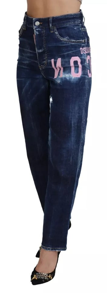 Dsquared² Blue Icon High Waist Straight Denim ton Jeans