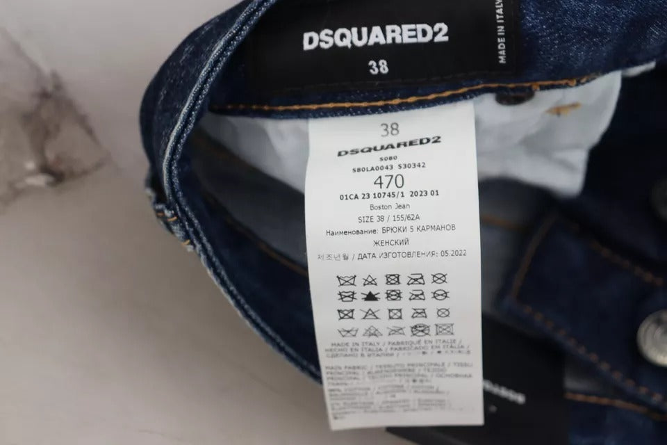 Dsquared² Blue Icon High Waist Straight Denim ton Jeans