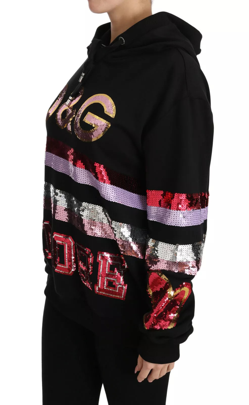 Pre-Owned Dolce & Gabbana DG Sequined Hooded Pullover Sweater