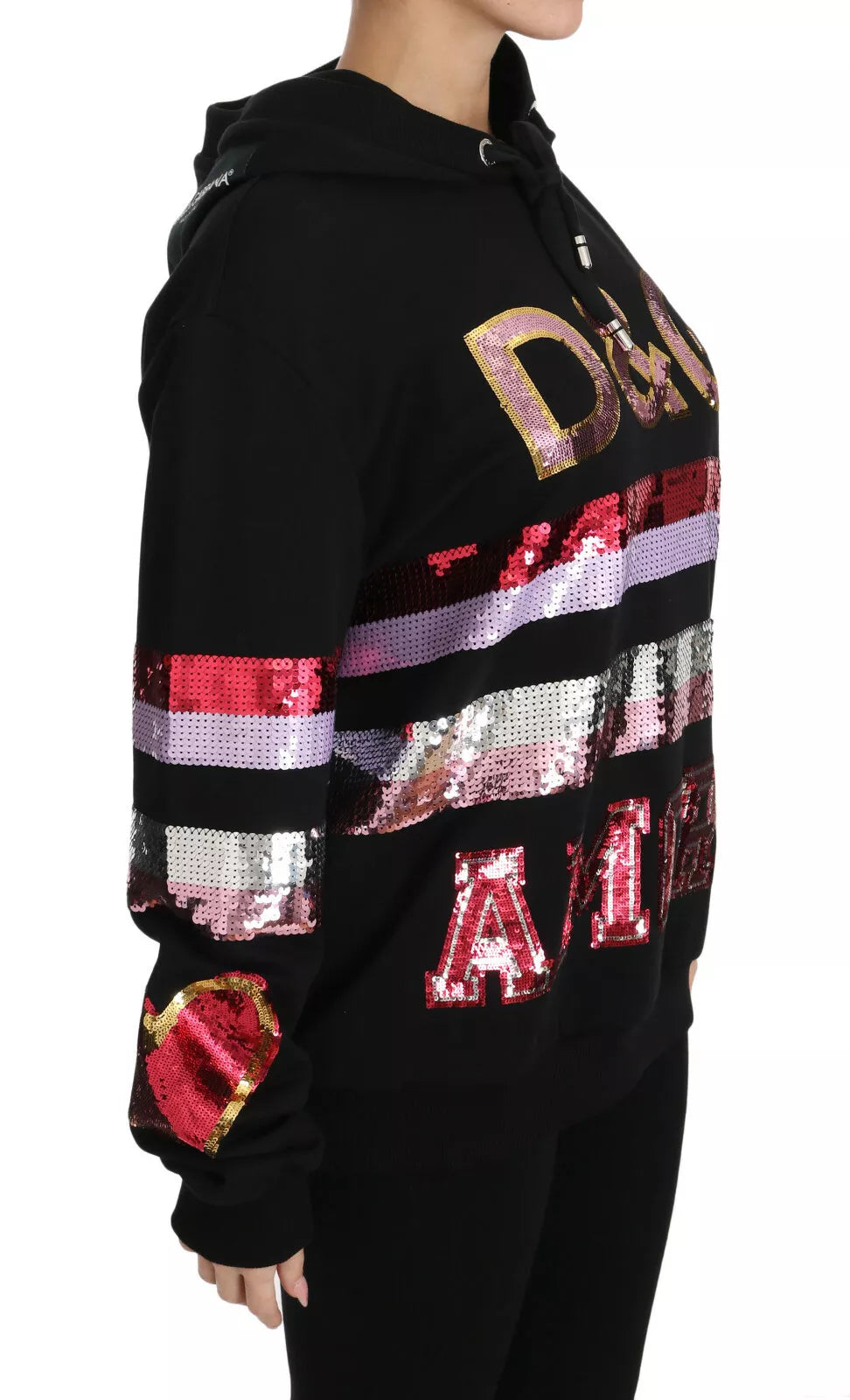 Pre-Owned Dolce & Gabbana DG Sequined Hooded Pullover Sweater