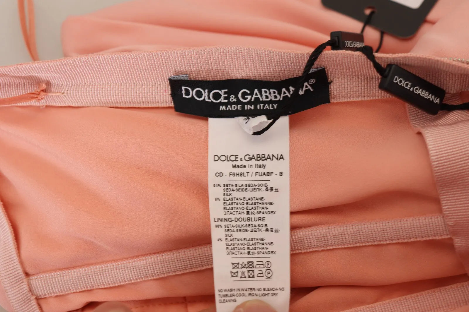 Pre-Owned Dolce & Gabbana Pink Silk Stretch Strapless Sheath Midi Dress Women's - Very Good