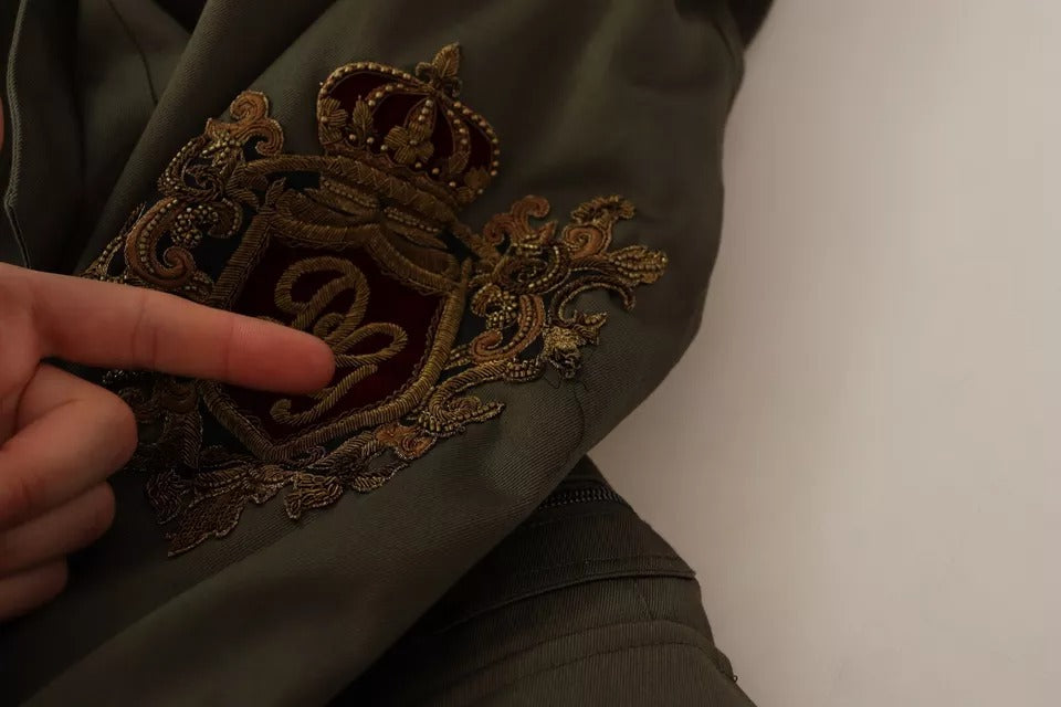 Dolce & Gabbana Green Cotton DG Love Blouson Coat Jacket