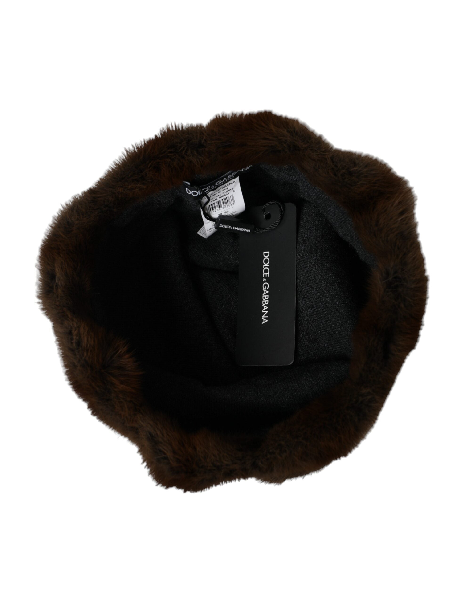 New Dolce & Gabbana Brown Weasel Fur Womens Cashmere Hat Beanie