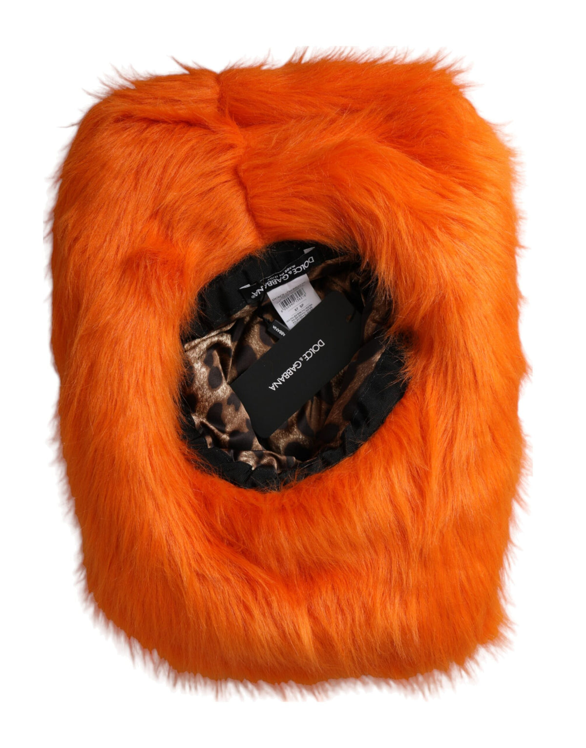 New Dolce & Gabbana Orange Faux Fur Fedora Hat