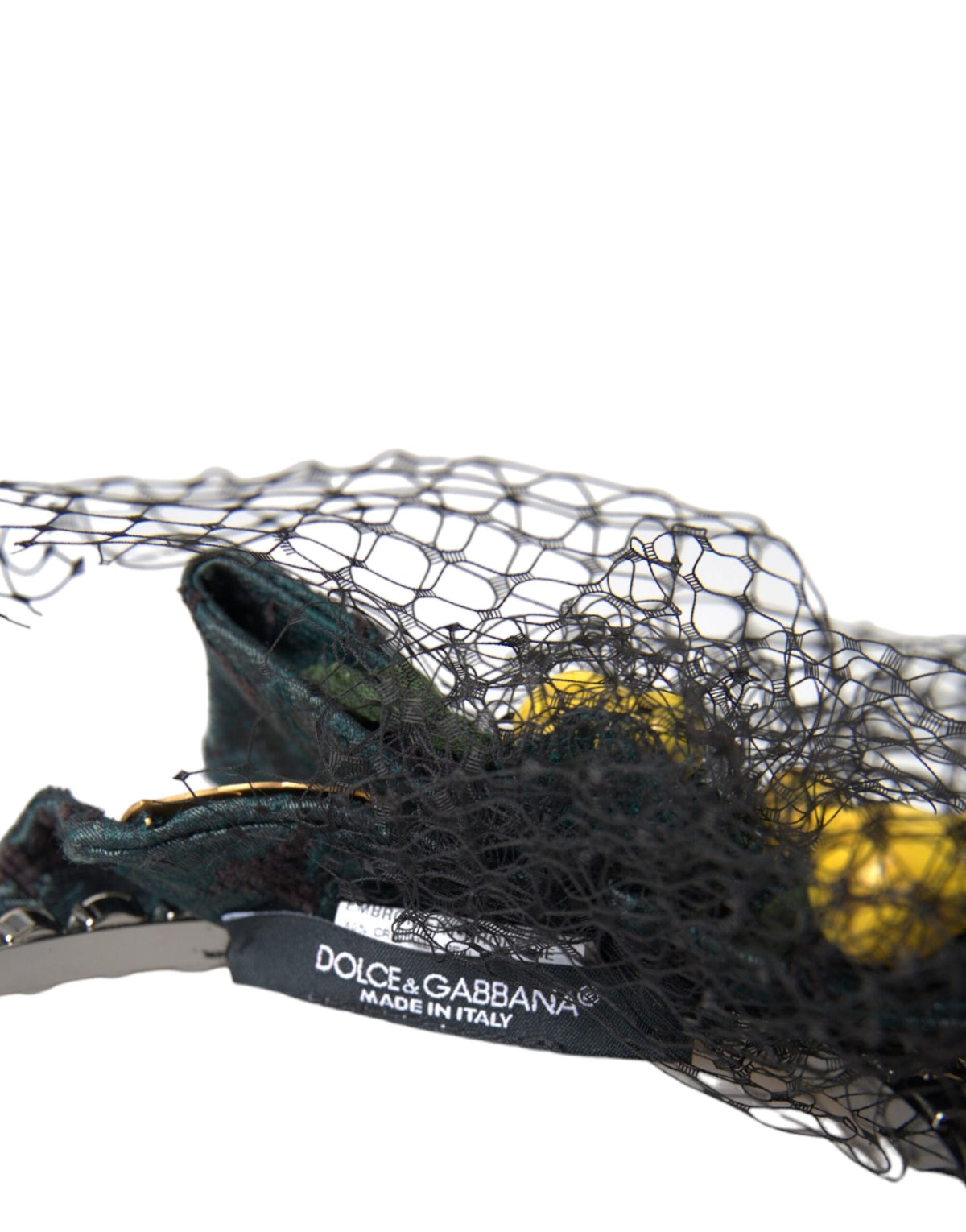 New Dolce & Gabbana Black Lemons Sicily Purple Crystal Net Headband Diadem