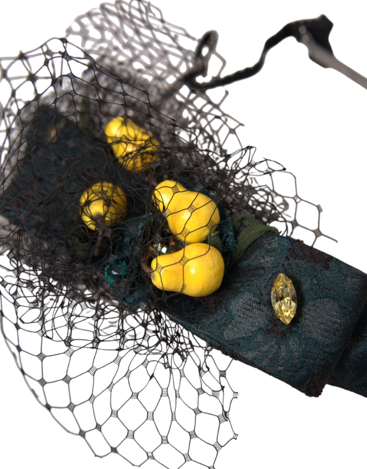 New Dolce & Gabbana Black Lemons Sicily Purple Crystal Net Headband Diadem