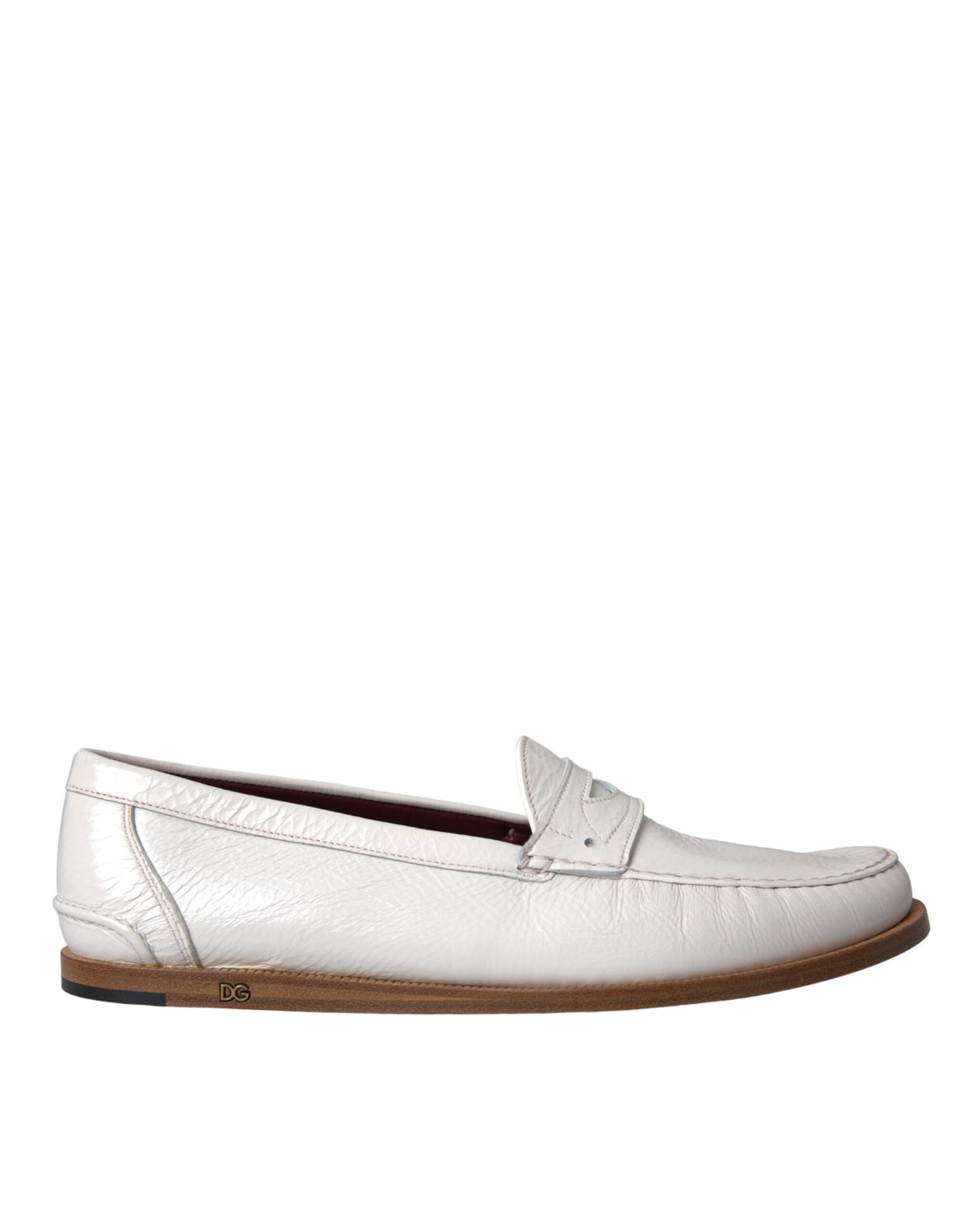 New Dolce & Gabbana White Leather Slip On Mocassin Loafers Shoes