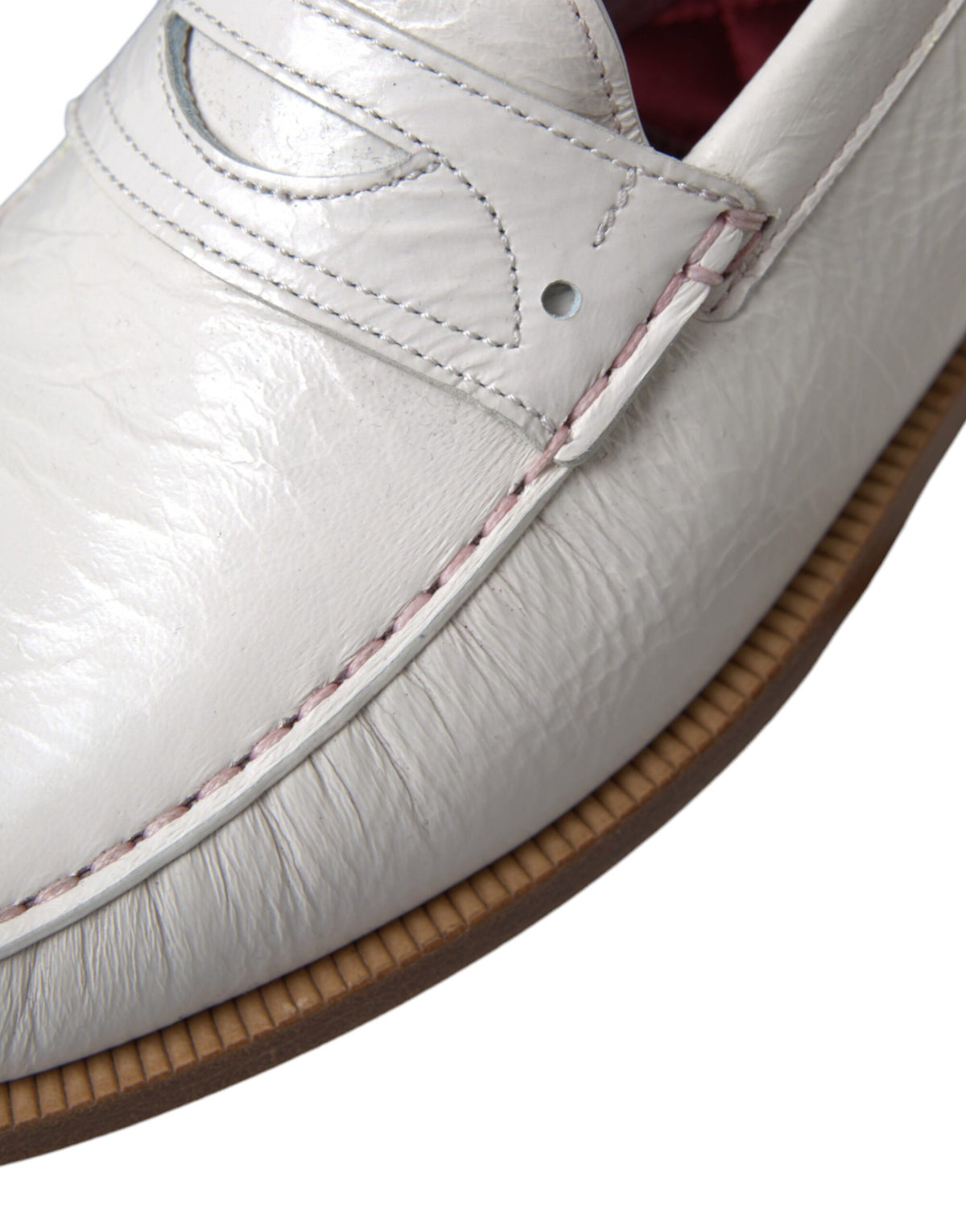 New Dolce & Gabbana White Leather Slip On Mocassin Loafers Shoes