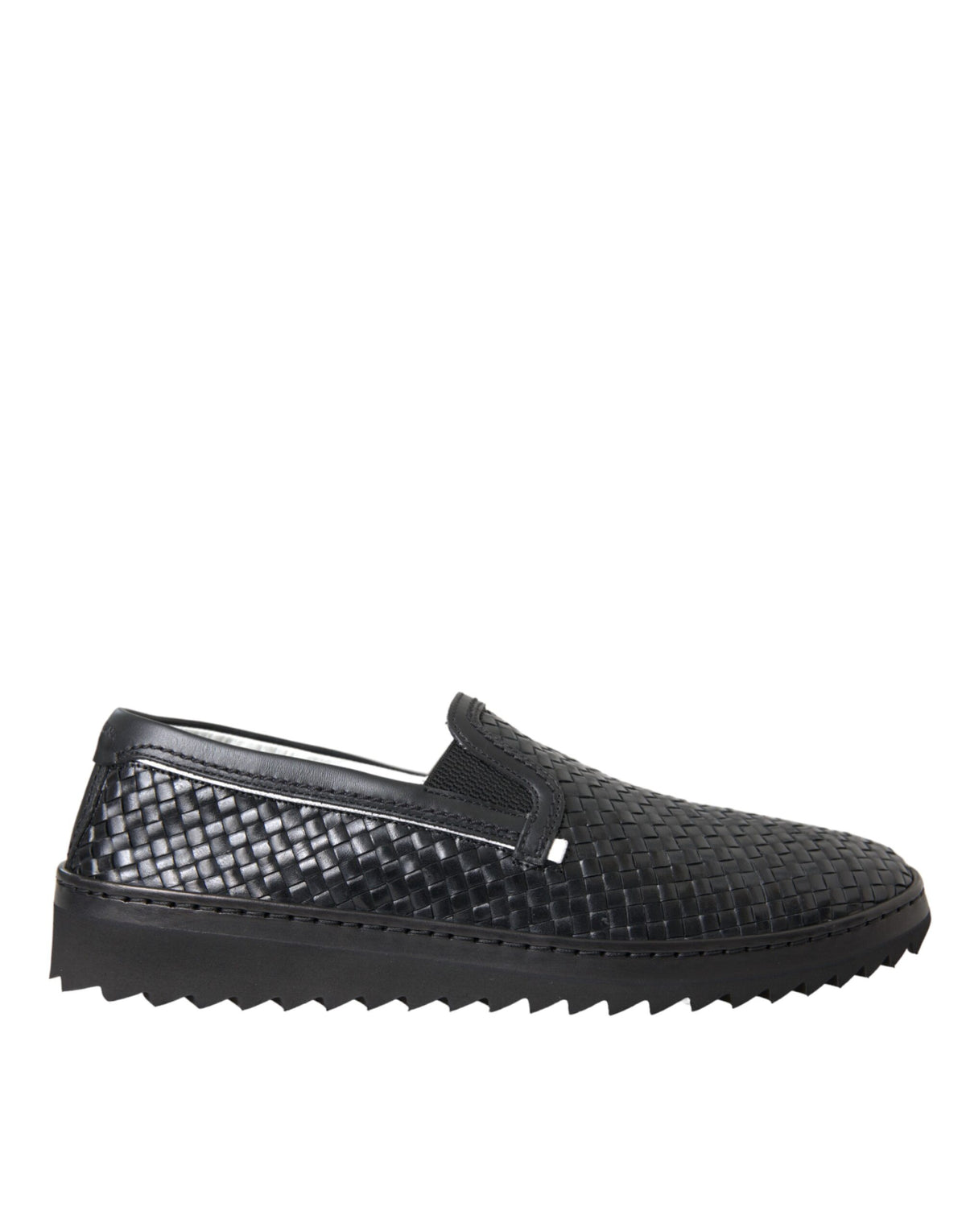 New Dolce & Gabbana Black Woven Buffalo Leather Men Loafers Shoes