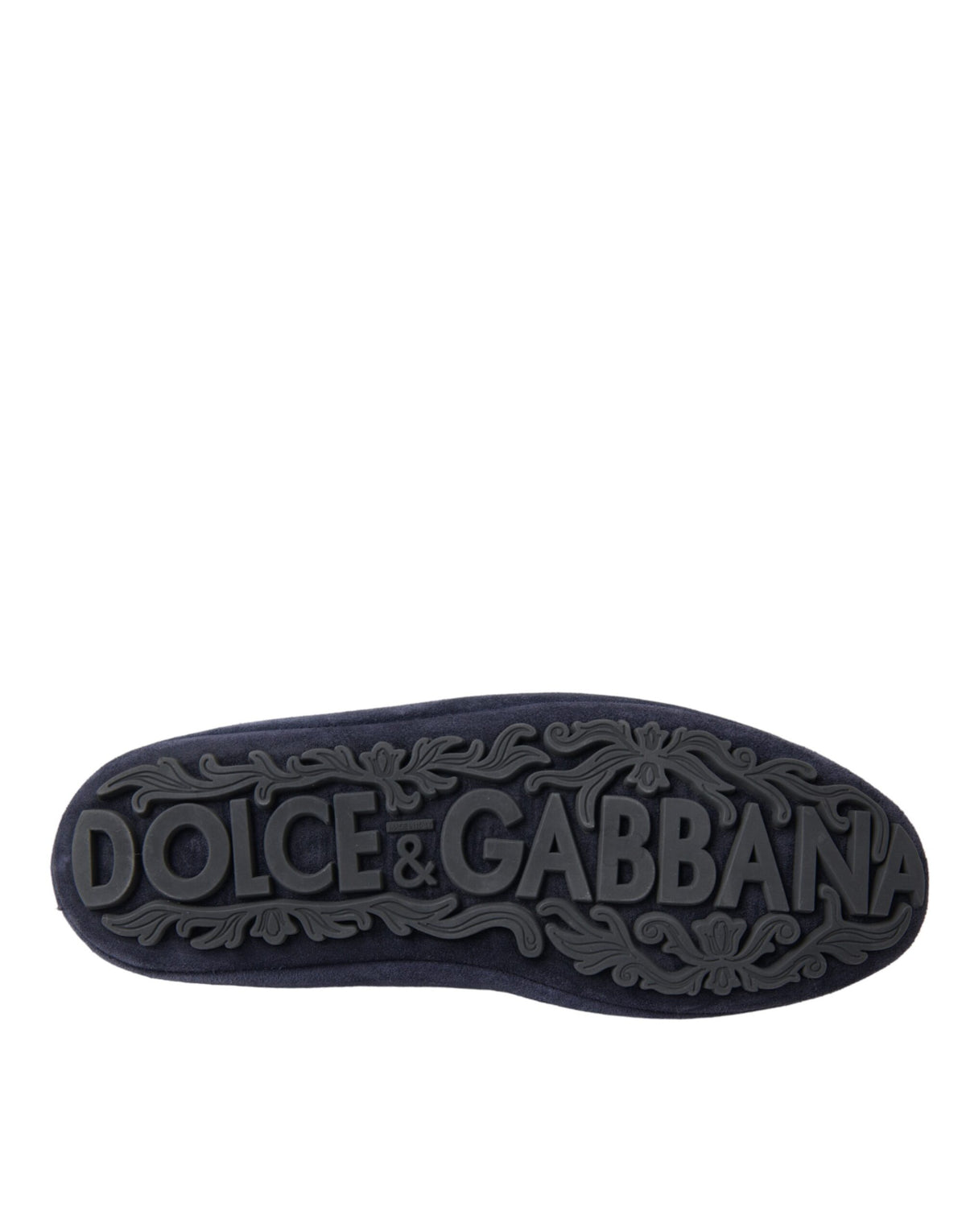 New Dolce & Gabbana Blue Leather Suede Crystal Crown Loafers Shoes