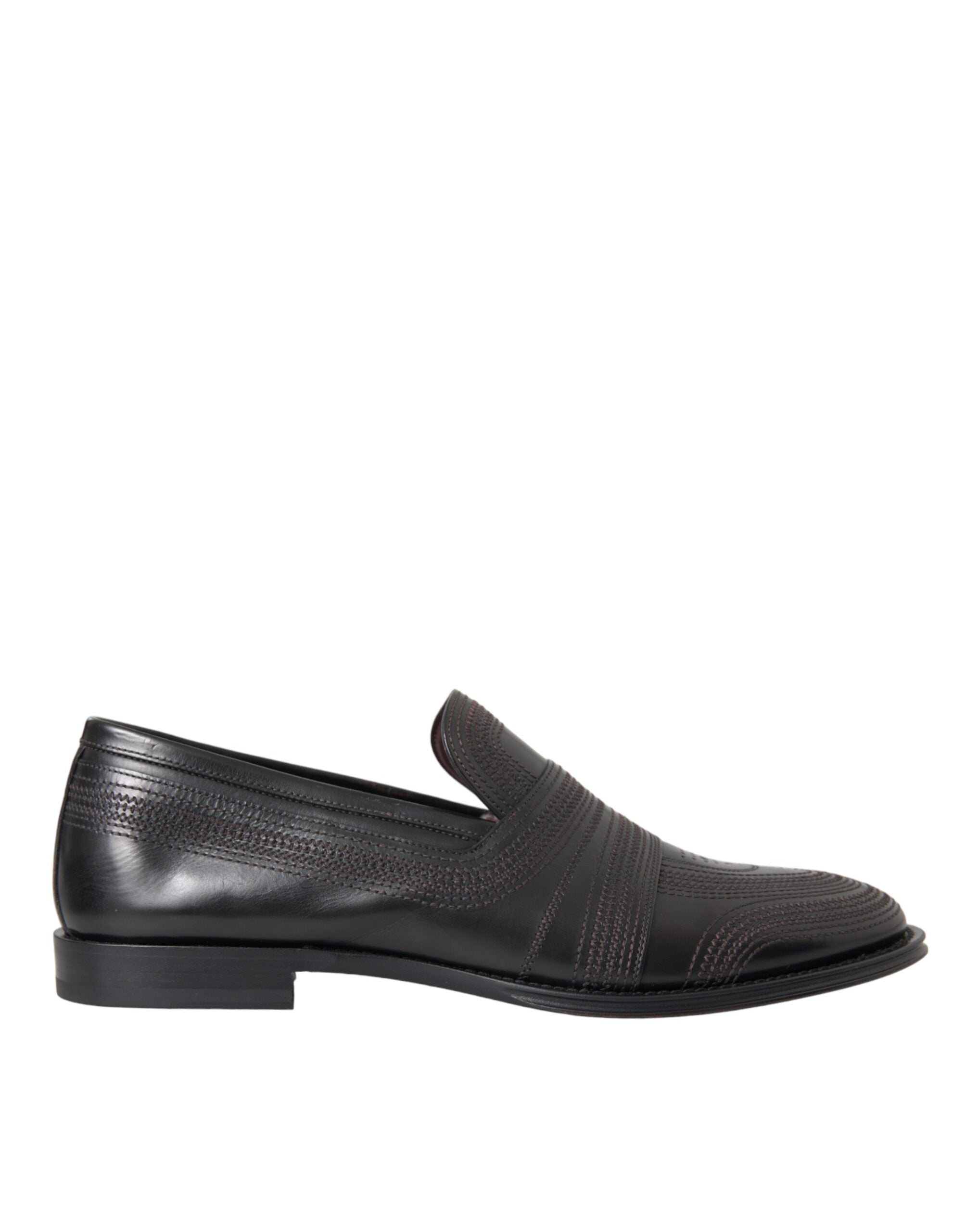New Dolce & Gabbana Black Brown Leather Loafer Men Dress Shoes