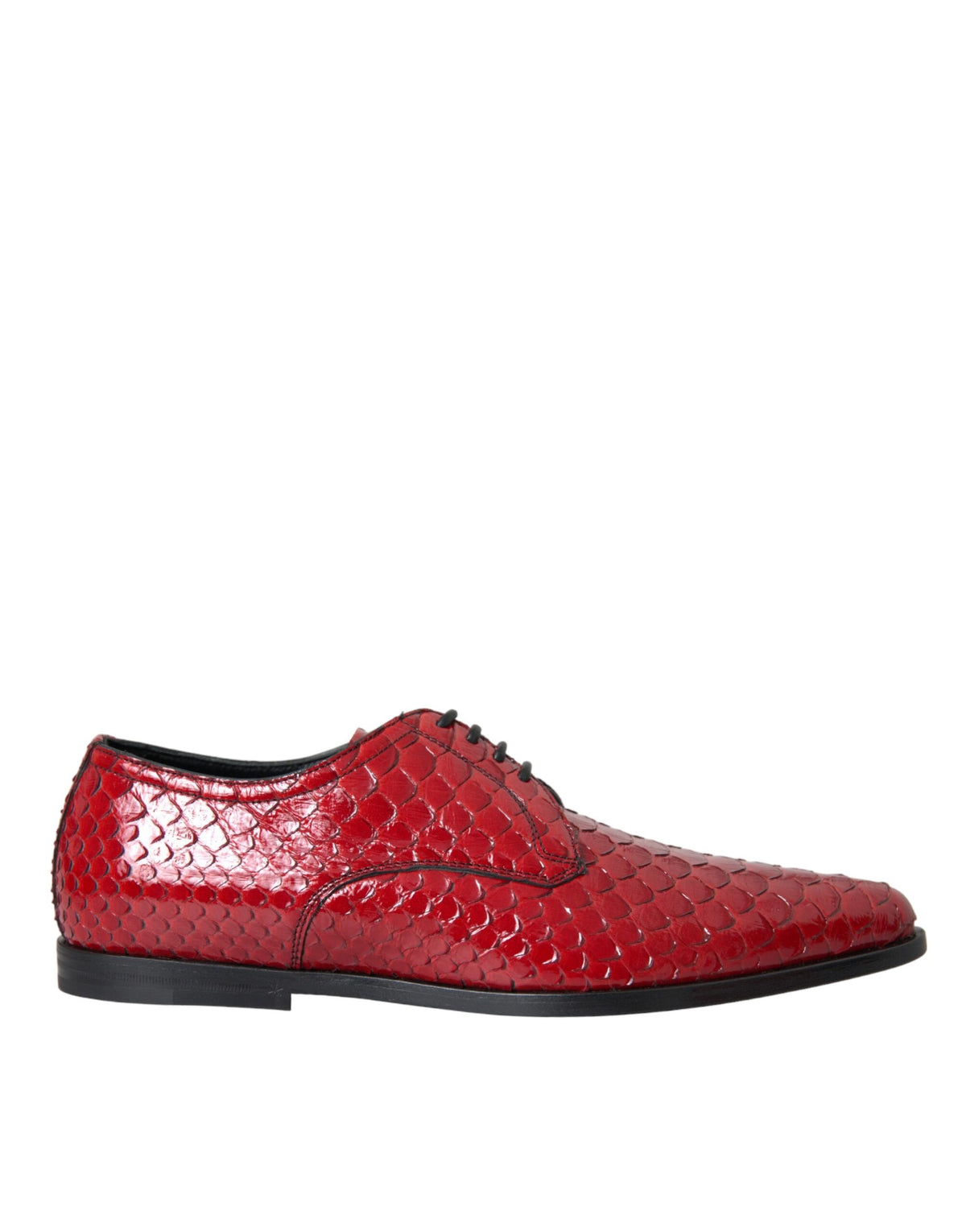 New Dolce & Gabbana Red Textured Varnished Derby Men Formal Shoes