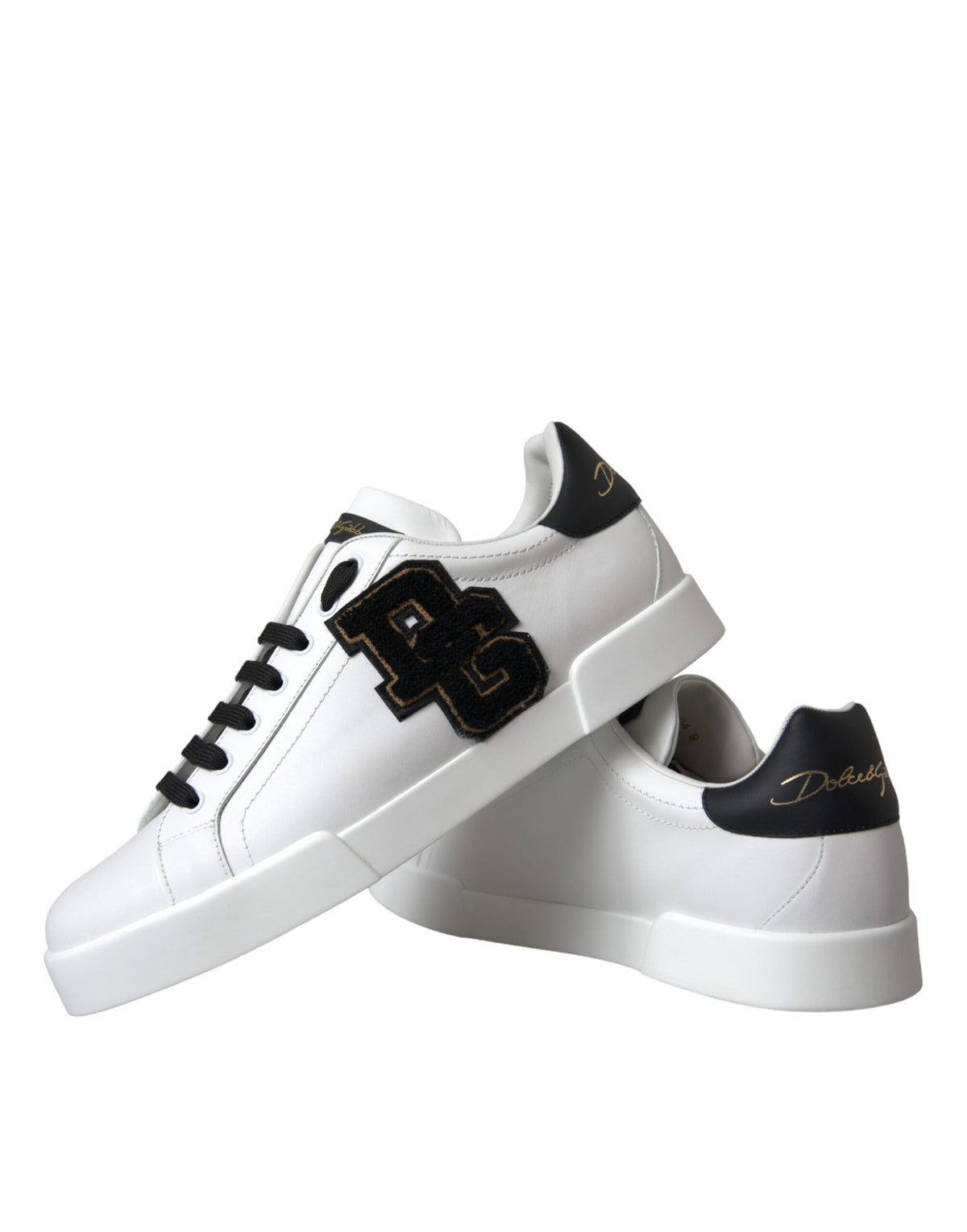 New Dolce & Gabbana White Leather DG Logo Casual Low Top Sneakers Shoes