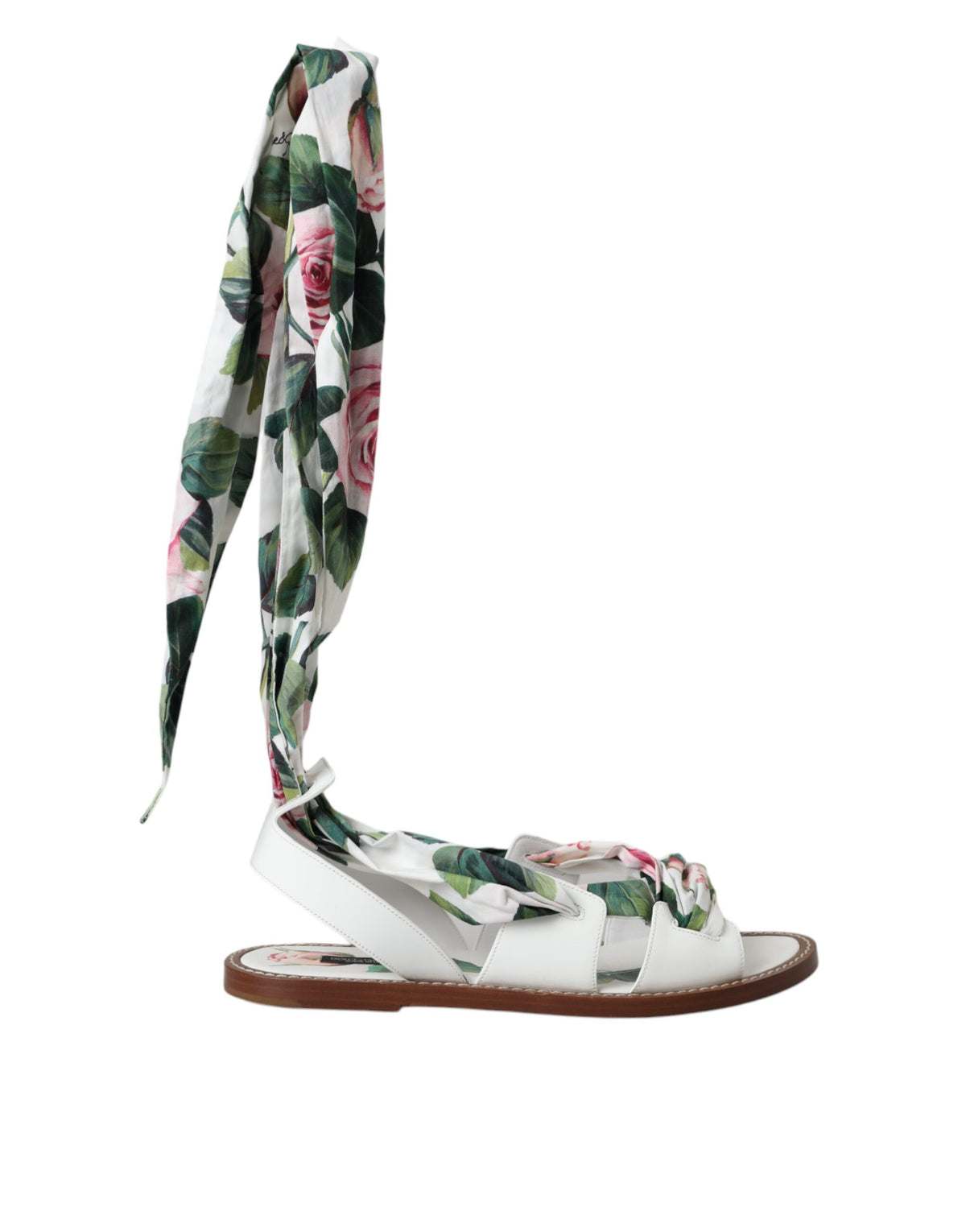 New Dolce & Gabbana Multicolor Floral Print Ankle Wrap Sandals Shoes