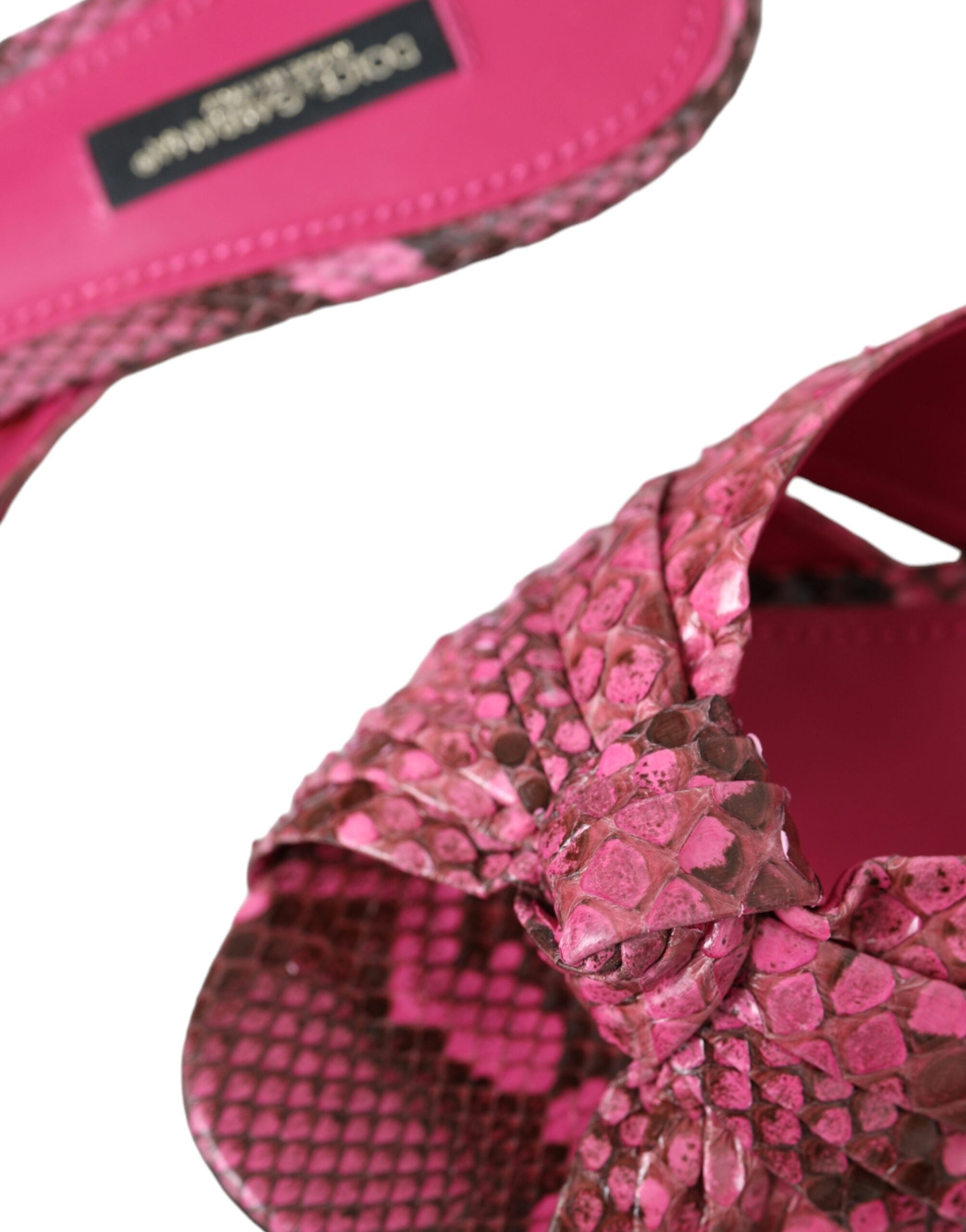 New Dolce & Gabbana Pink Exotic Leather Kitten Heels Slides Shoes