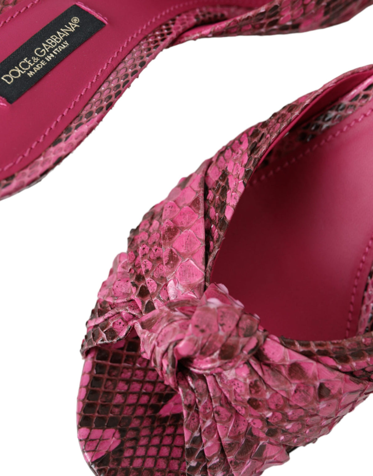 New Dolce & Gabbana Pink Exotic Leather Kitten Heels Slides Shoes