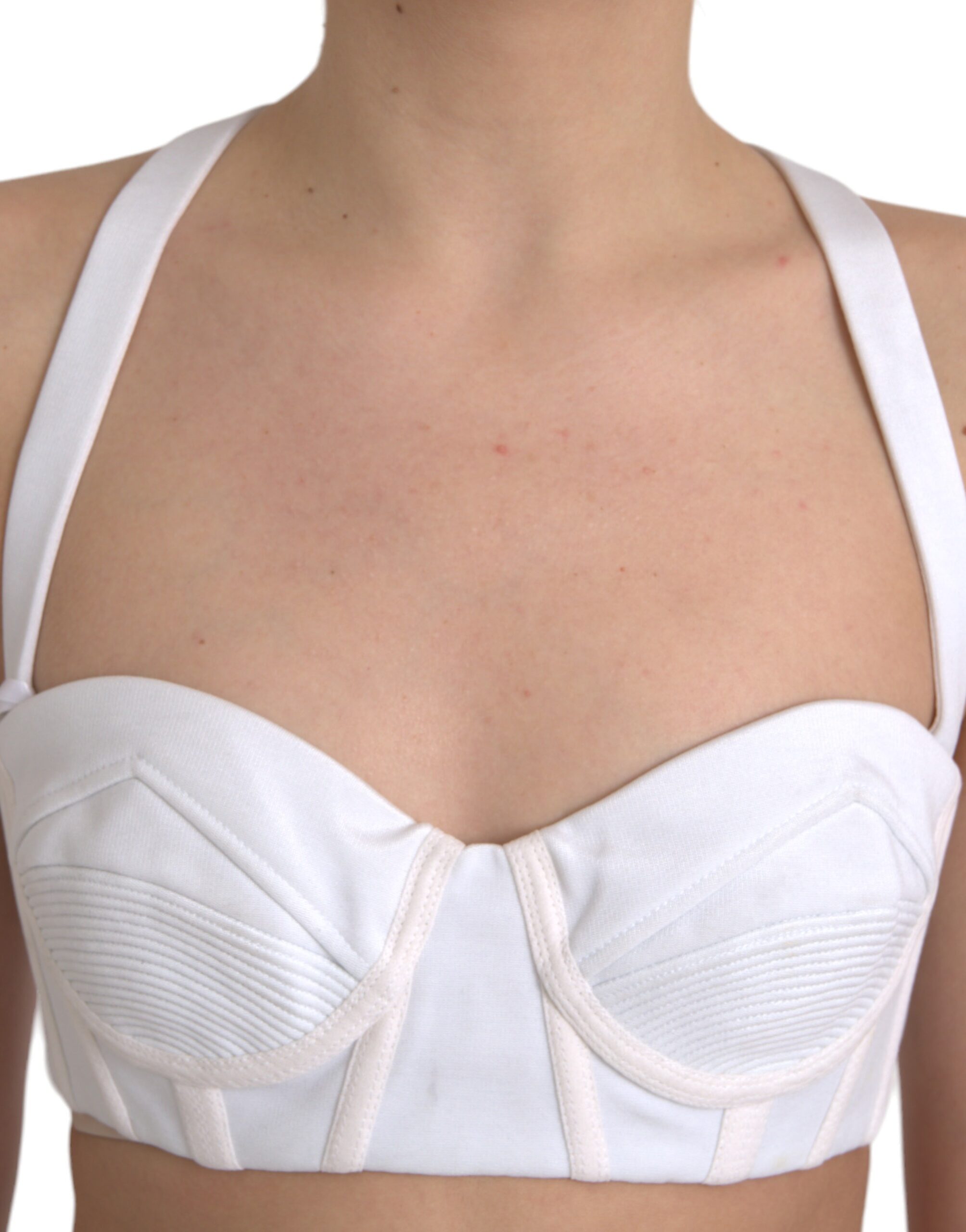 Versace White Viscose Bustier Sleeveless Cropped Top - PreLoved & Luxe